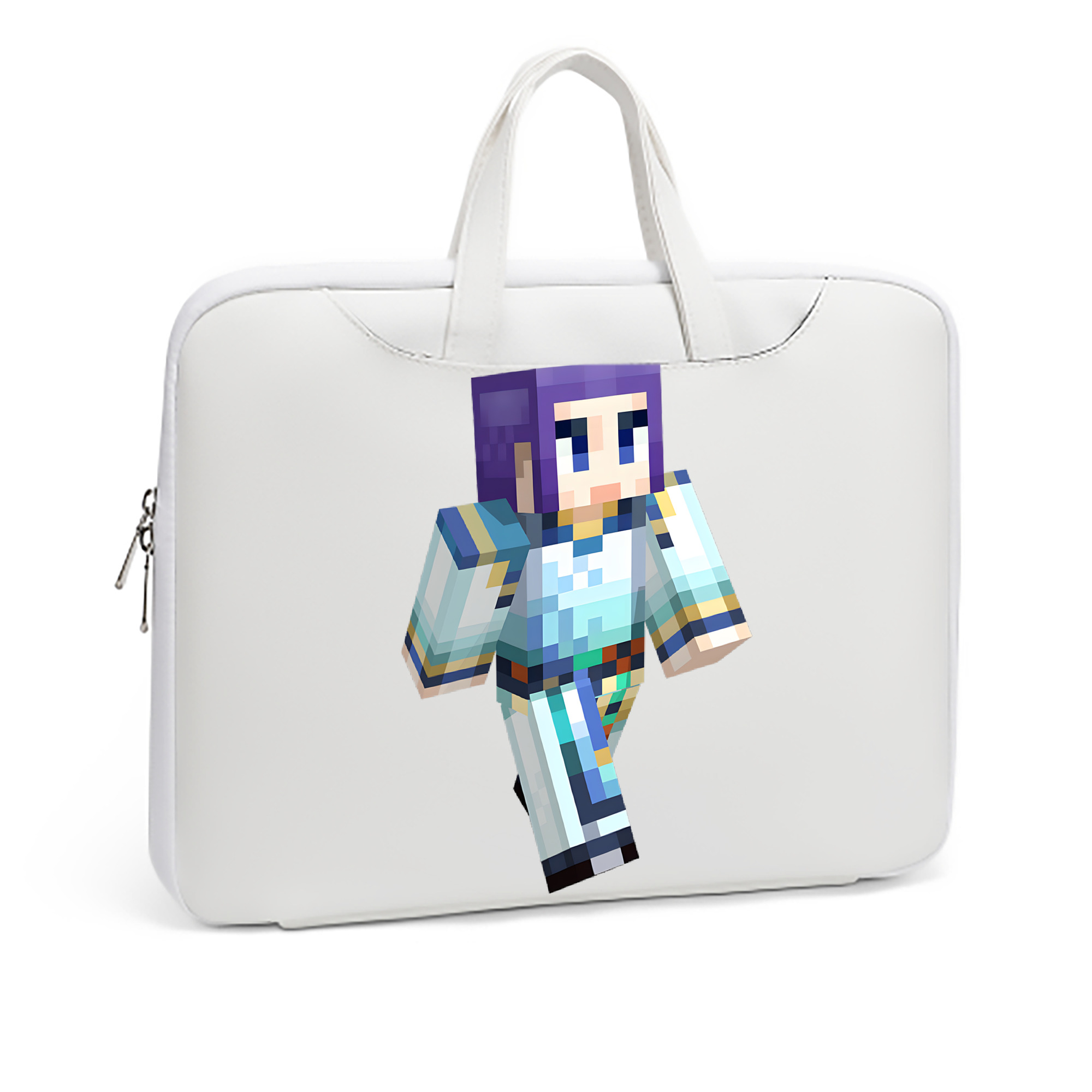 （画像用） マインクラフト ブロックの世界 Minecraft MC Block world レザーラップトップバッグ　ノートパソコンケース