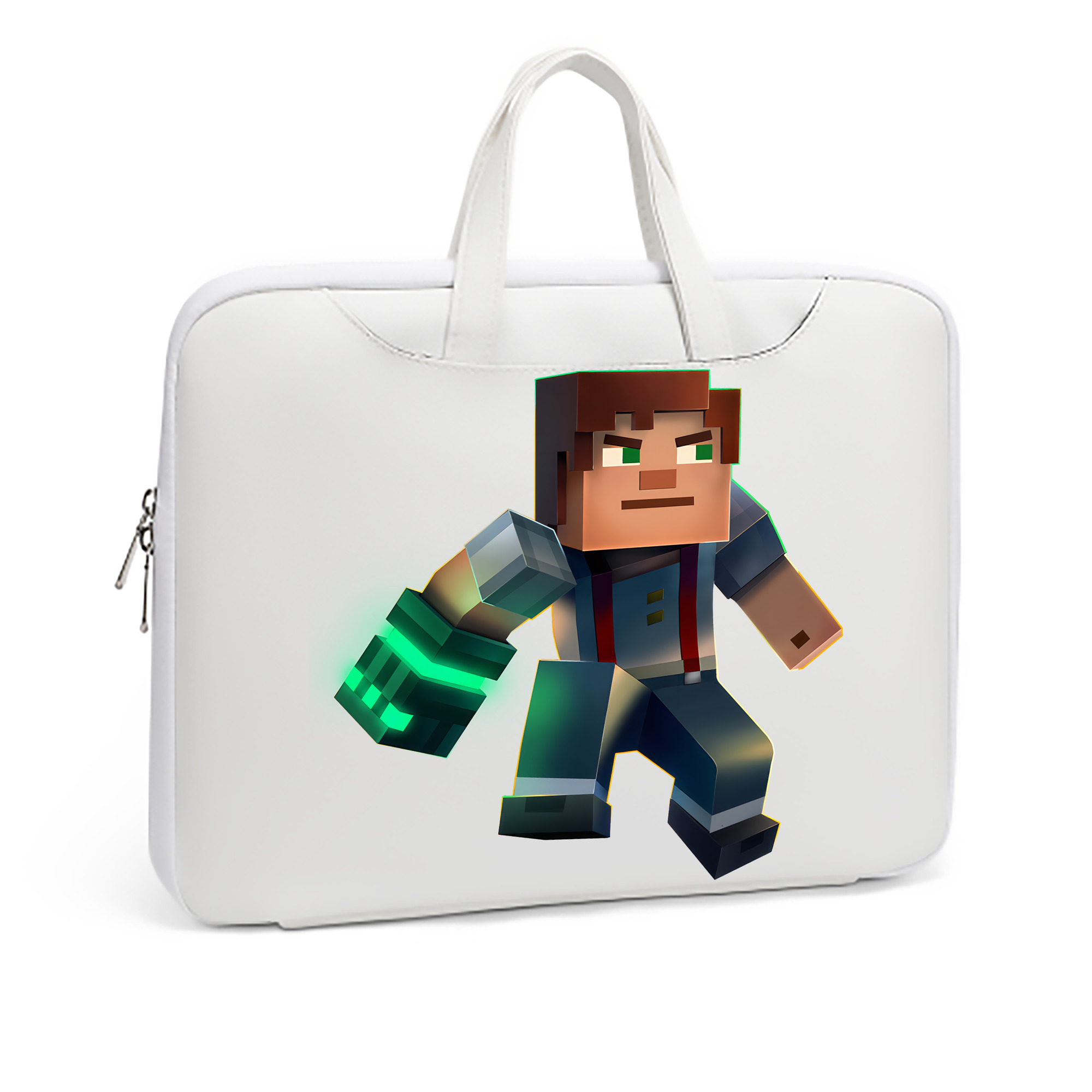 （画像用） マインクラフト ブロックの世界 Minecraft MC Block world レザーラップトップバッグ　ノートパソコンケース