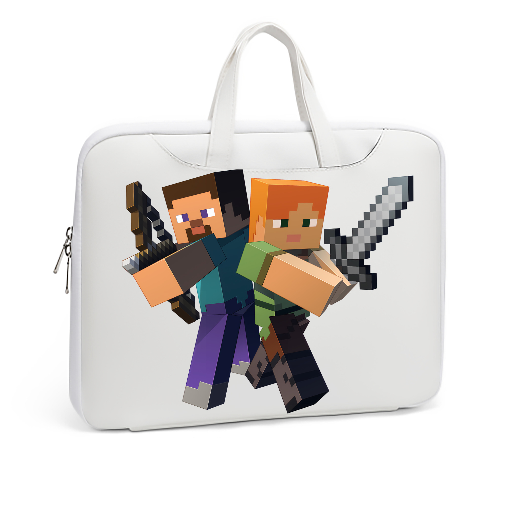 （画像用） マインクラフト ブロックの世界 Minecraft MC Block world レザーラップトップバッグ　ノートパソコンケース