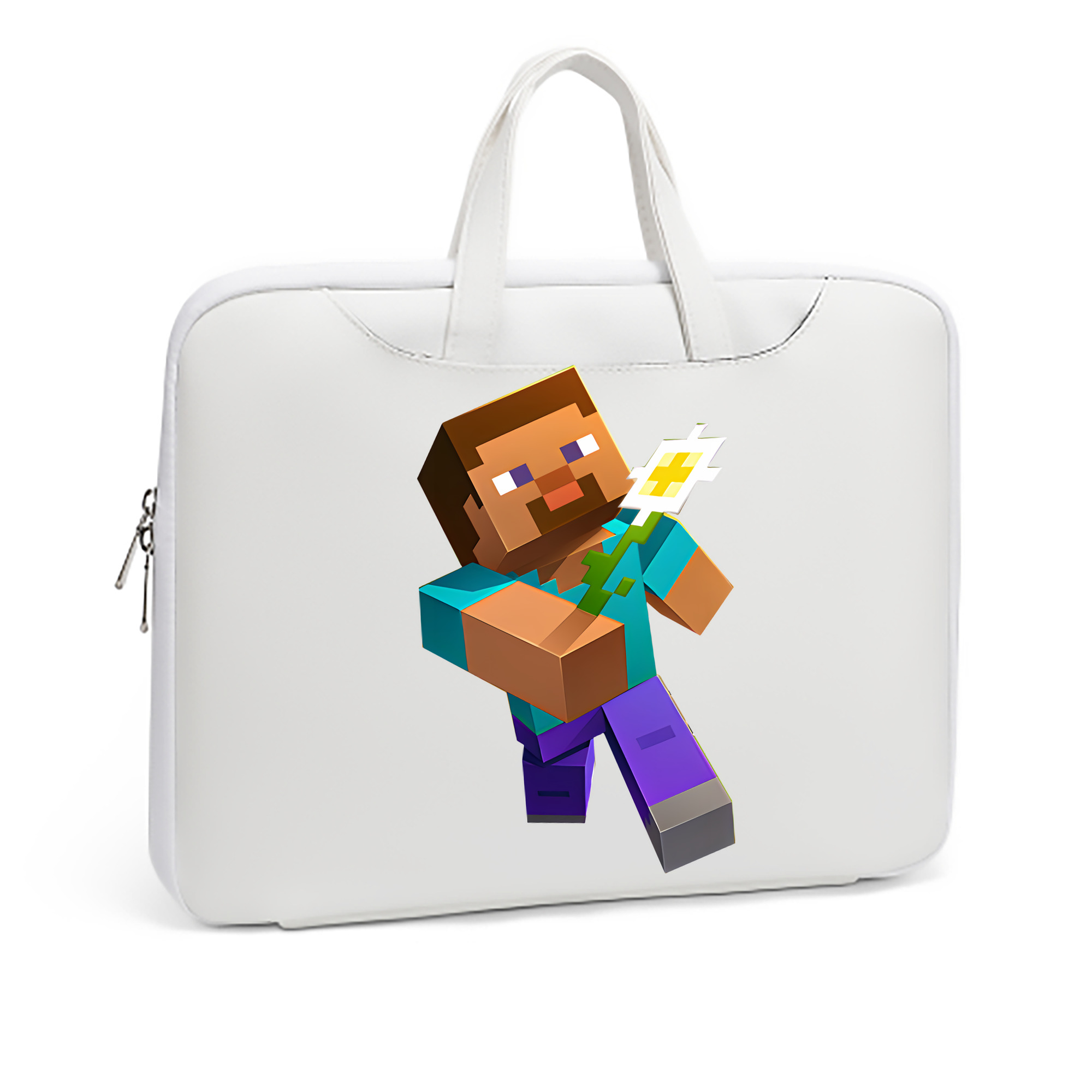 （画像用） マインクラフト ブロックの世界 Minecraft MC Block world レザーラップトップバッグ　ノートパソコンケース