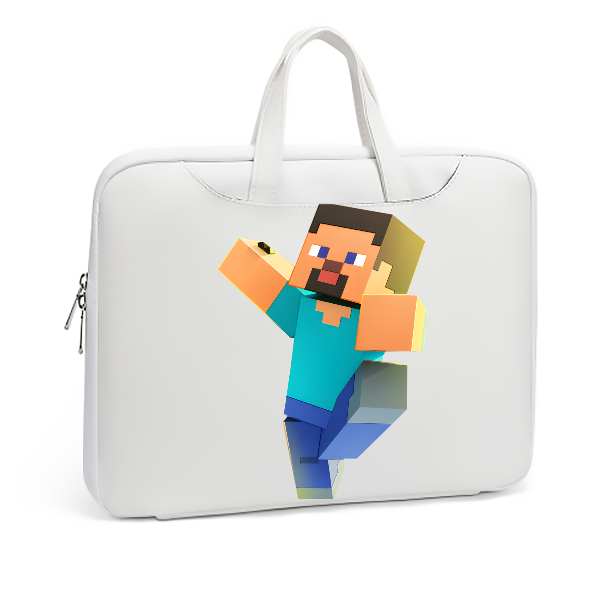 （画像用） マインクラフト ブロックの世界 Minecraft MC Block world レザーラップトップバッグ　ノートパソコンケース