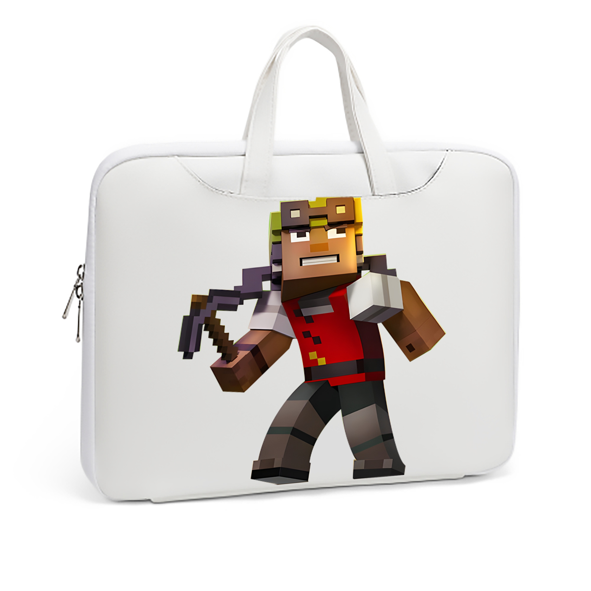 （画像用） マインクラフト ブロックの世界 Minecraft MC Block world レザーラップトップバッグ　ノートパソコンケース