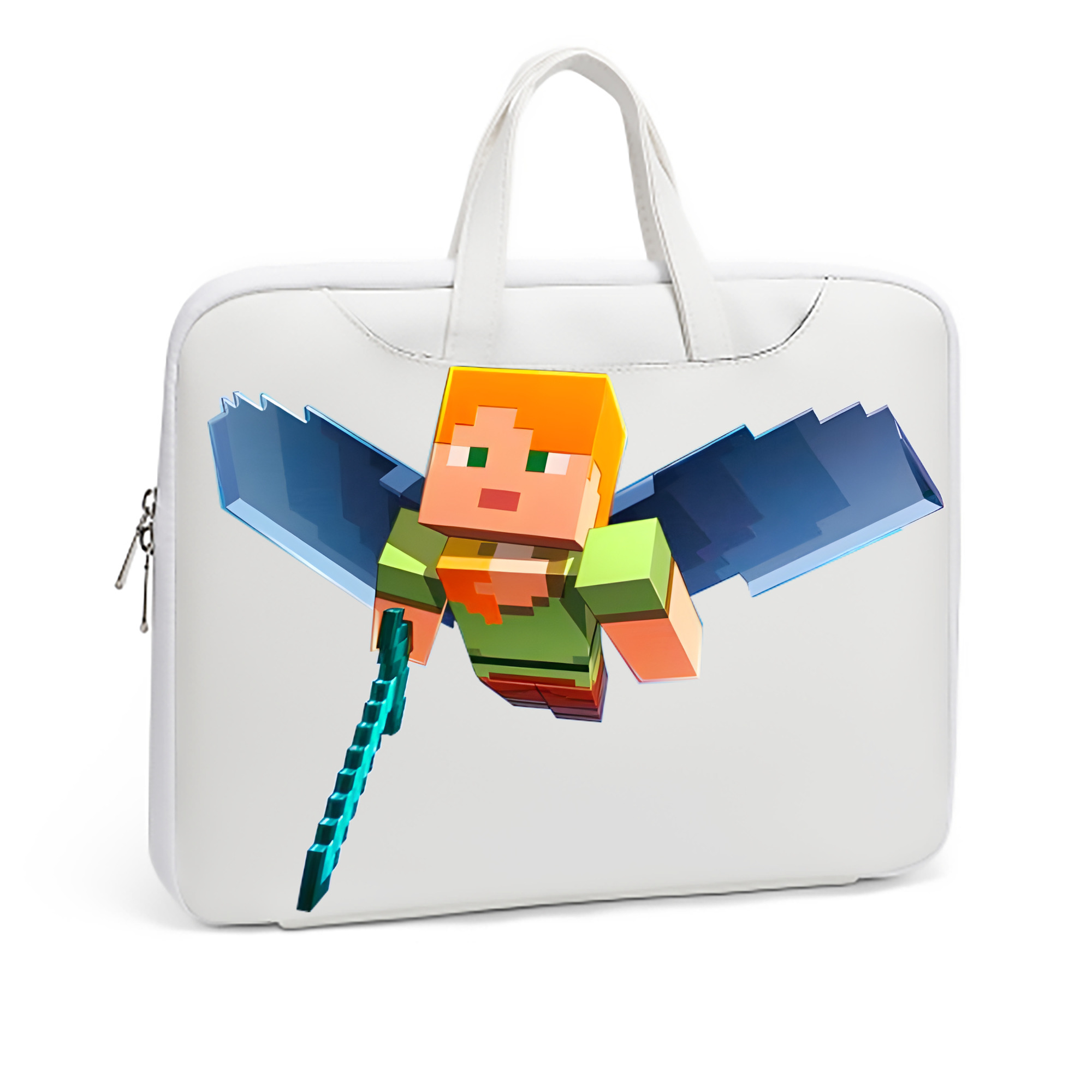 （画像用） マインクラフト ブロックの世界 Minecraft MC Block world レザーラップトップバッグ　ノートパソコンケース