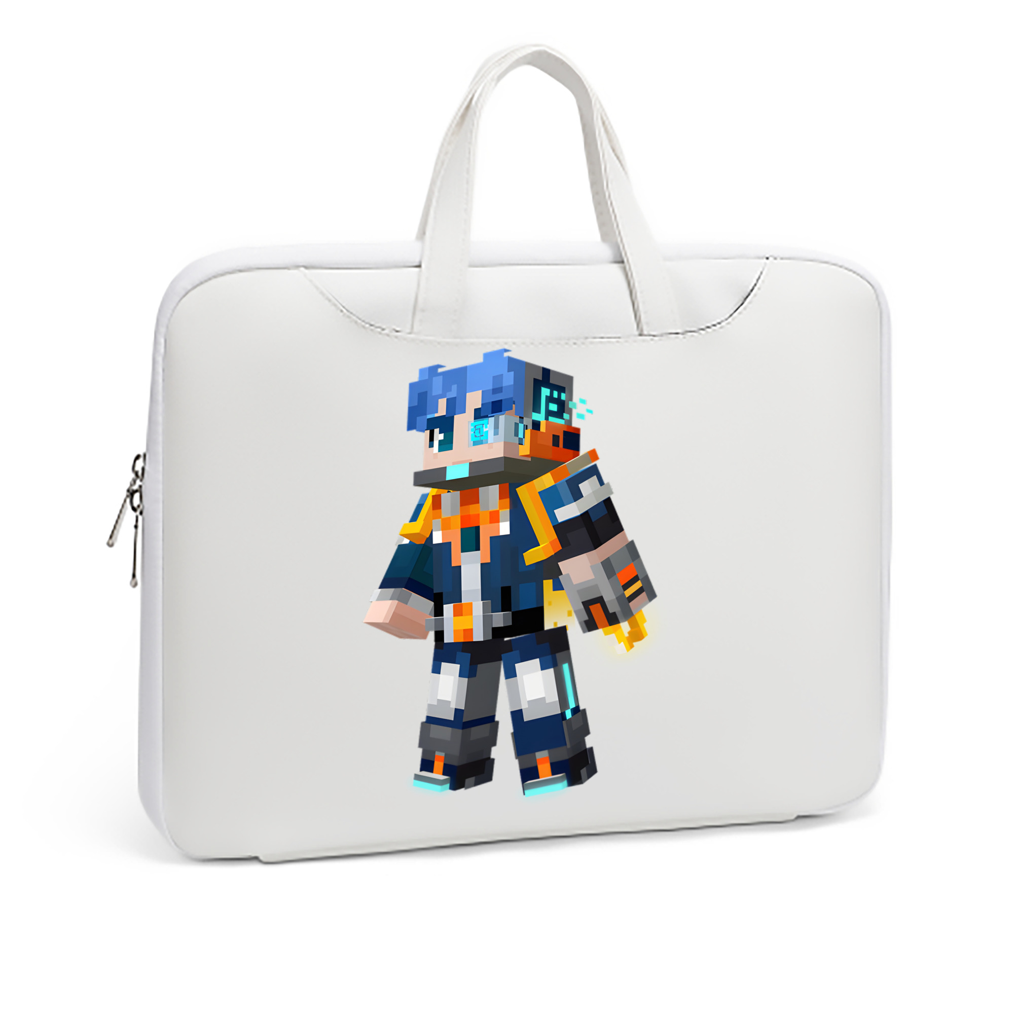 （画像用） マインクラフト ブロックの世界 Minecraft MC Block world レザーラップトップバッグ　ノートパソコンケース