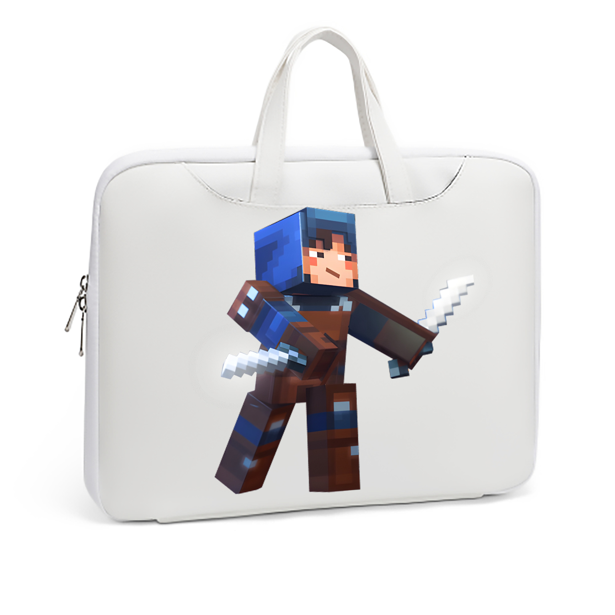 （画像用） マインクラフト ブロックの世界 Minecraft MC Block world レザーラップトップバッグ　ノートパソコンケース
