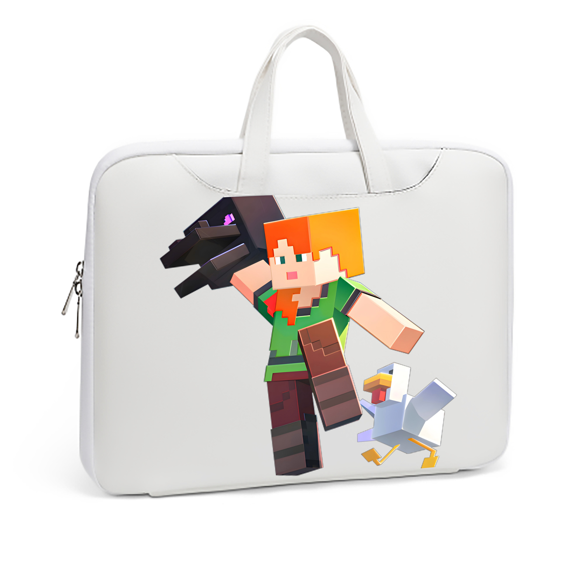 （画像用） マインクラフト ブロックの世界 Minecraft MC Block world レザーラップトップバッグ　ノートパソコンケース
