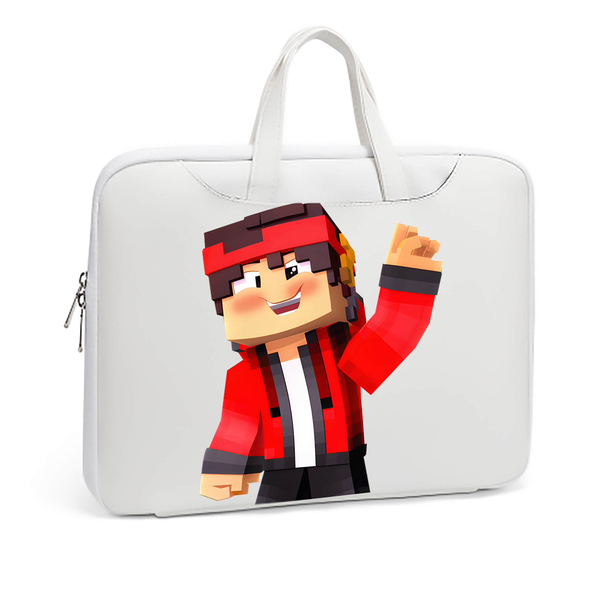（画像用） マインクラフト ブロックの世界 Minecraft MC Block world レザーラップトップバッグ　ノートパソコンケース