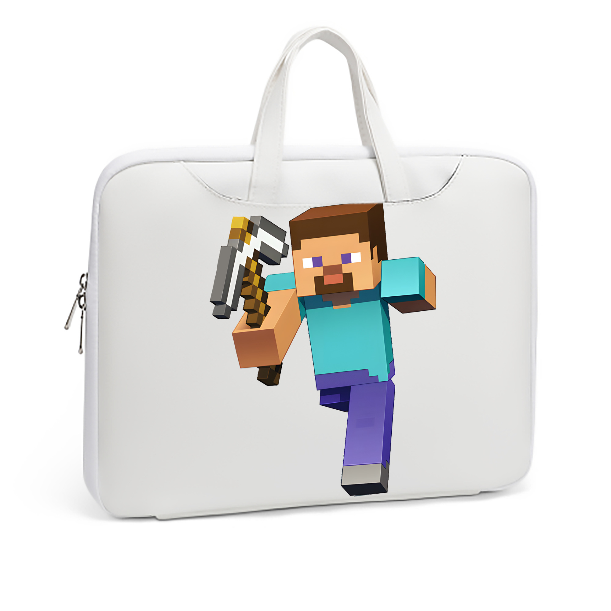 （画像用） マインクラフト ブロックの世界 Minecraft MC Block world レザーラップトップバッグ　ノートパソコンケース
