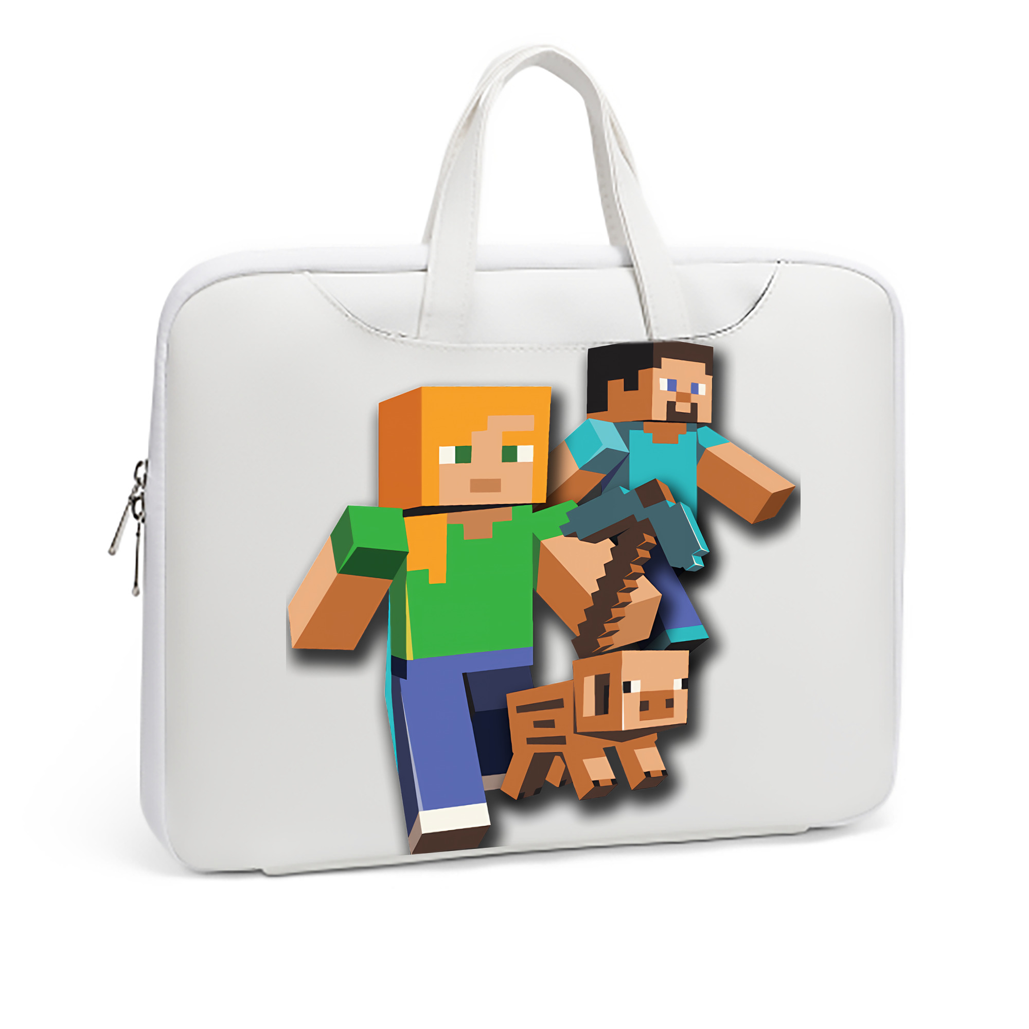 （画像用） マインクラフト ブロックの世界 Minecraft MC Block world レザーラップトップバッグ　ノートパソコンケース