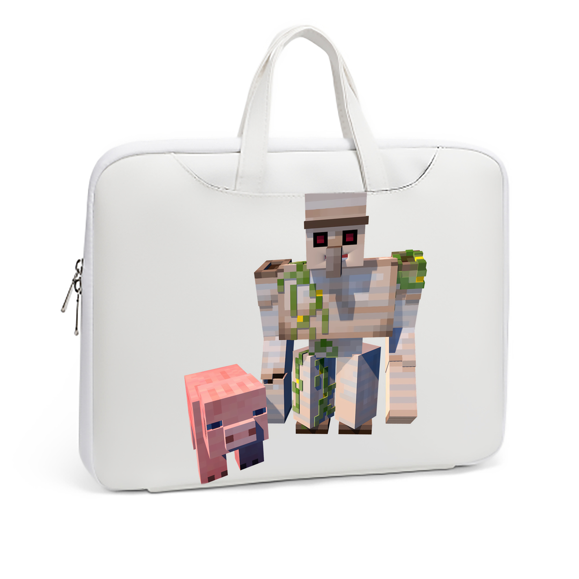 （画像用） マインクラフト ブロックの世界 Minecraft MC Block world レザーラップトップバッグ　ノートパソコンケース