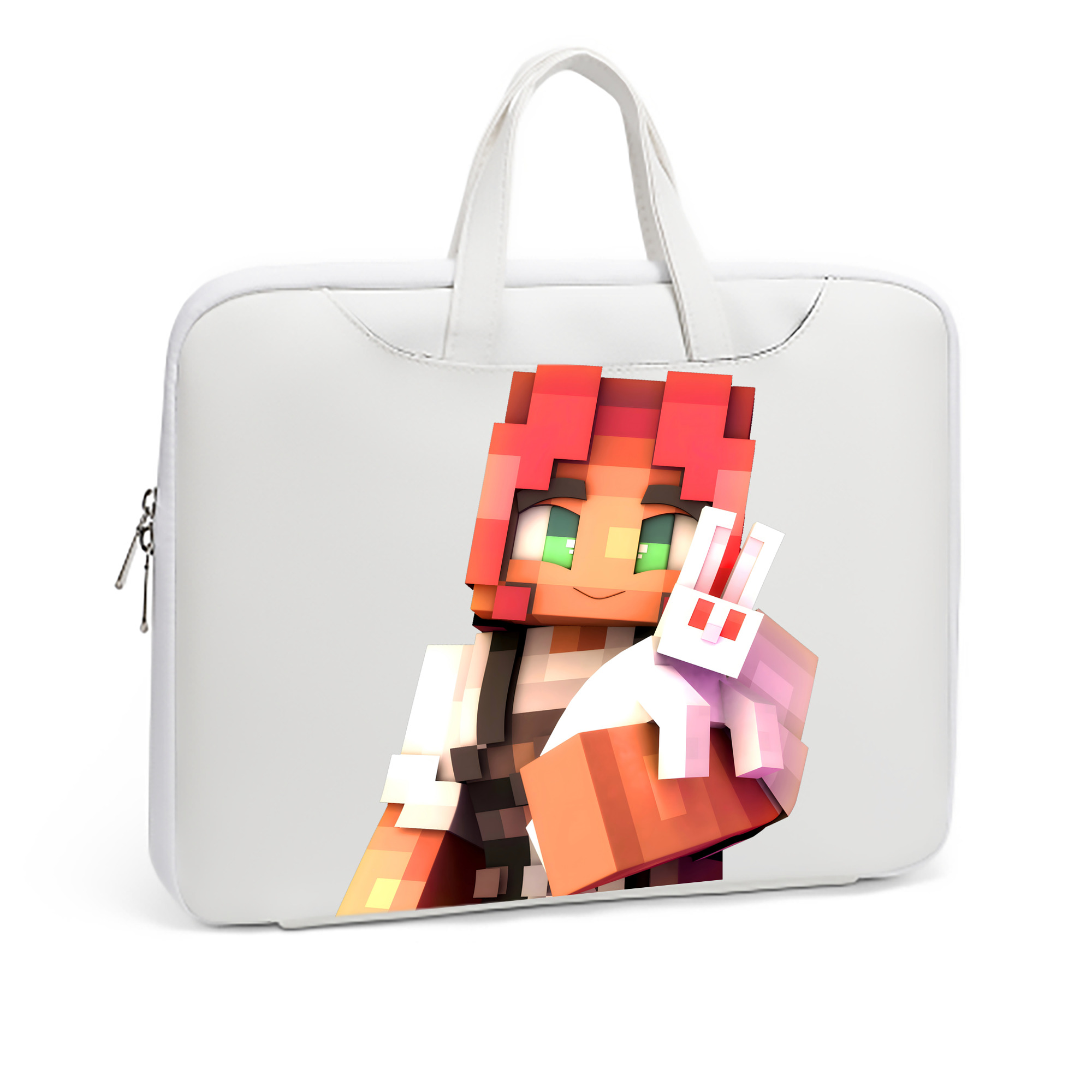 （画像用） マインクラフト ブロックの世界 Minecraft MC Block world レザーラップトップバッグ　ノートパソコンケース