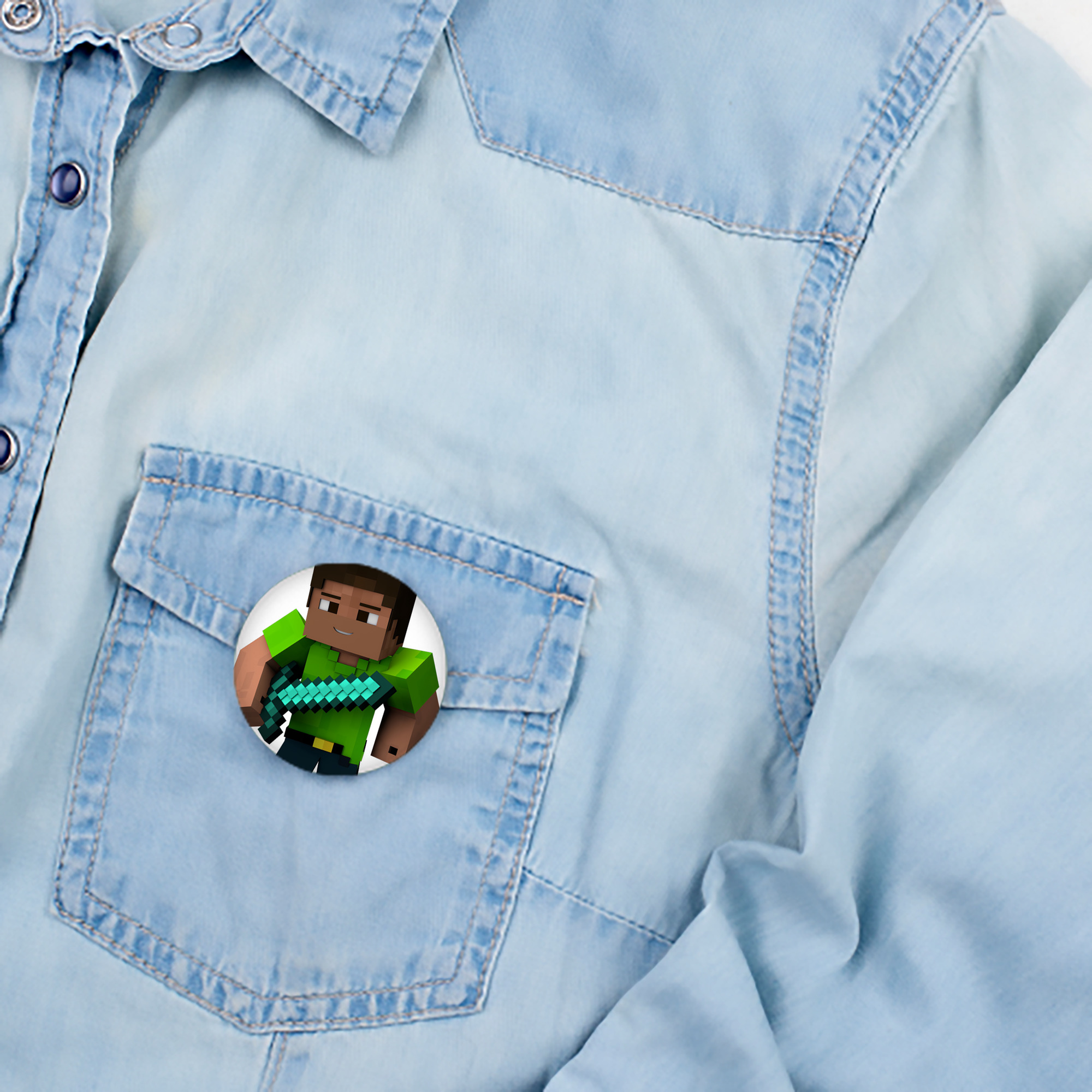 マインクラフト ブロックの世界 Minecraft MC Block world 6cm 缶バッジ 複数セット