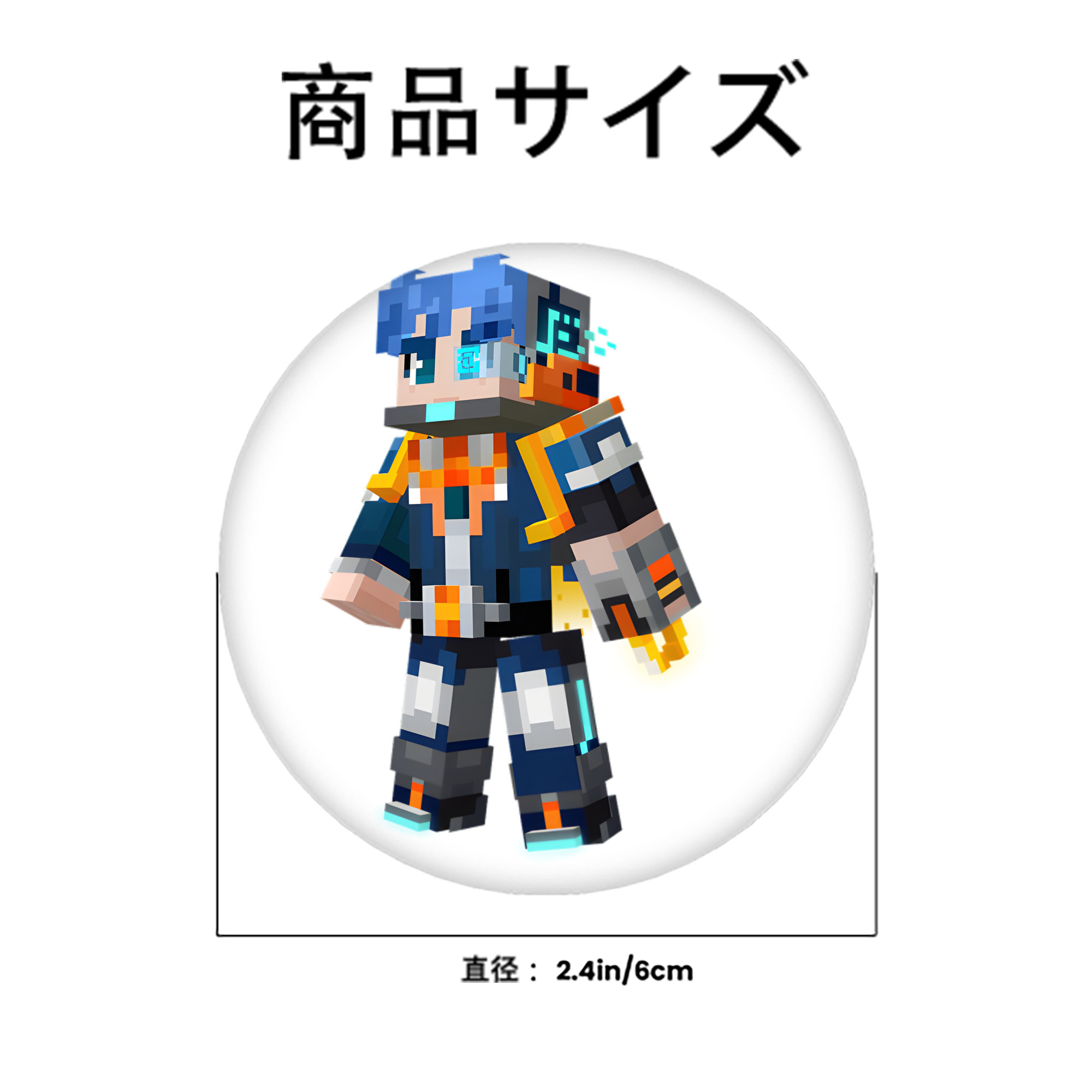 マインクラフト ブロックの世界 Minecraft MC Block world 6cm 缶バッジ 複数セット