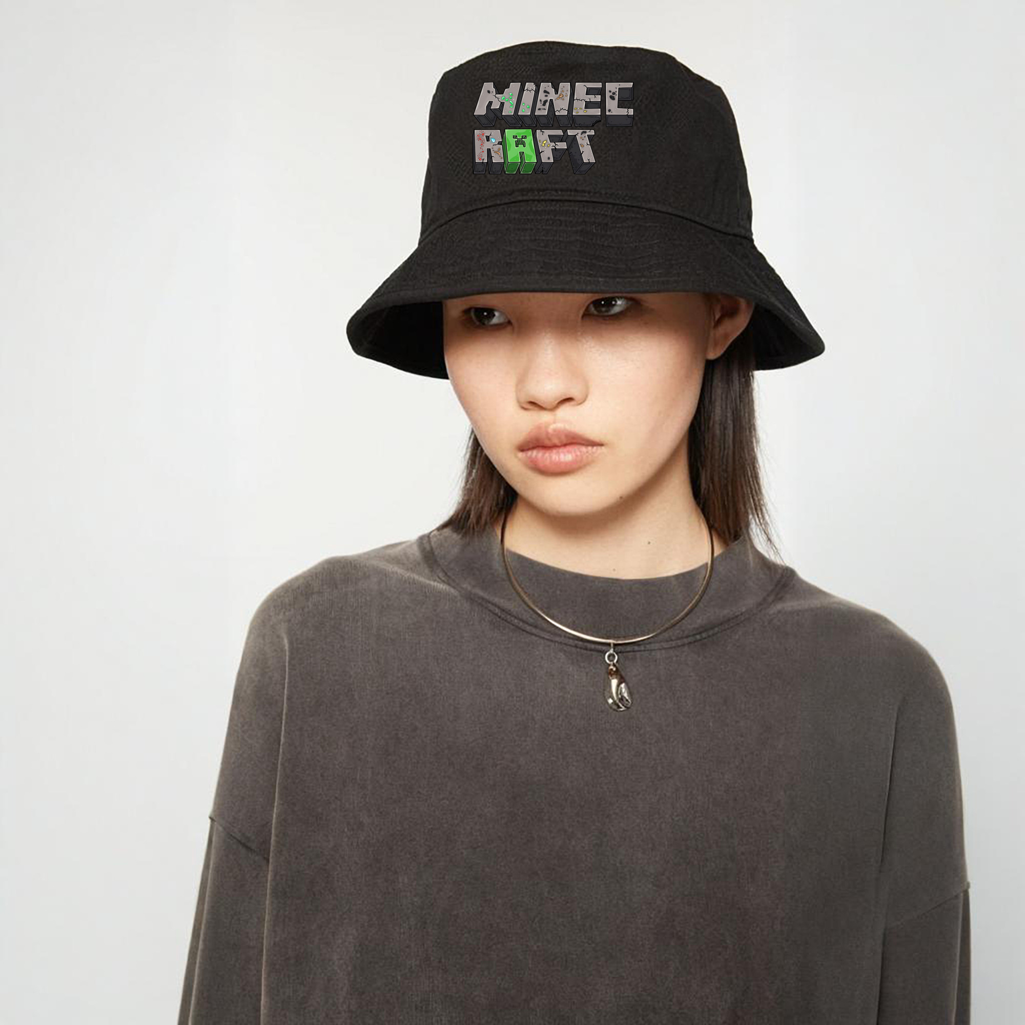マインクラフト ブロックの世界 Minecraft MC Block world アウトドア日除けバケットハット
