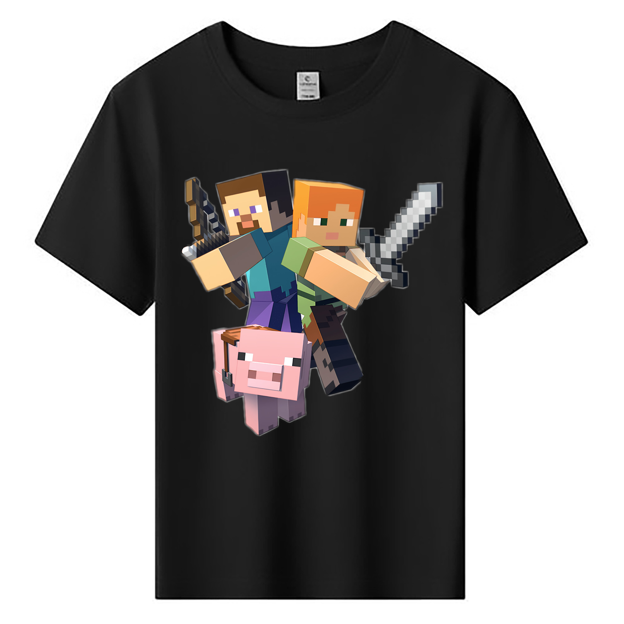 （画像用） マインクラフト ブロックの世界 Minecraft MC Block world 綿100％キッズTシャツ（フロントプリント）