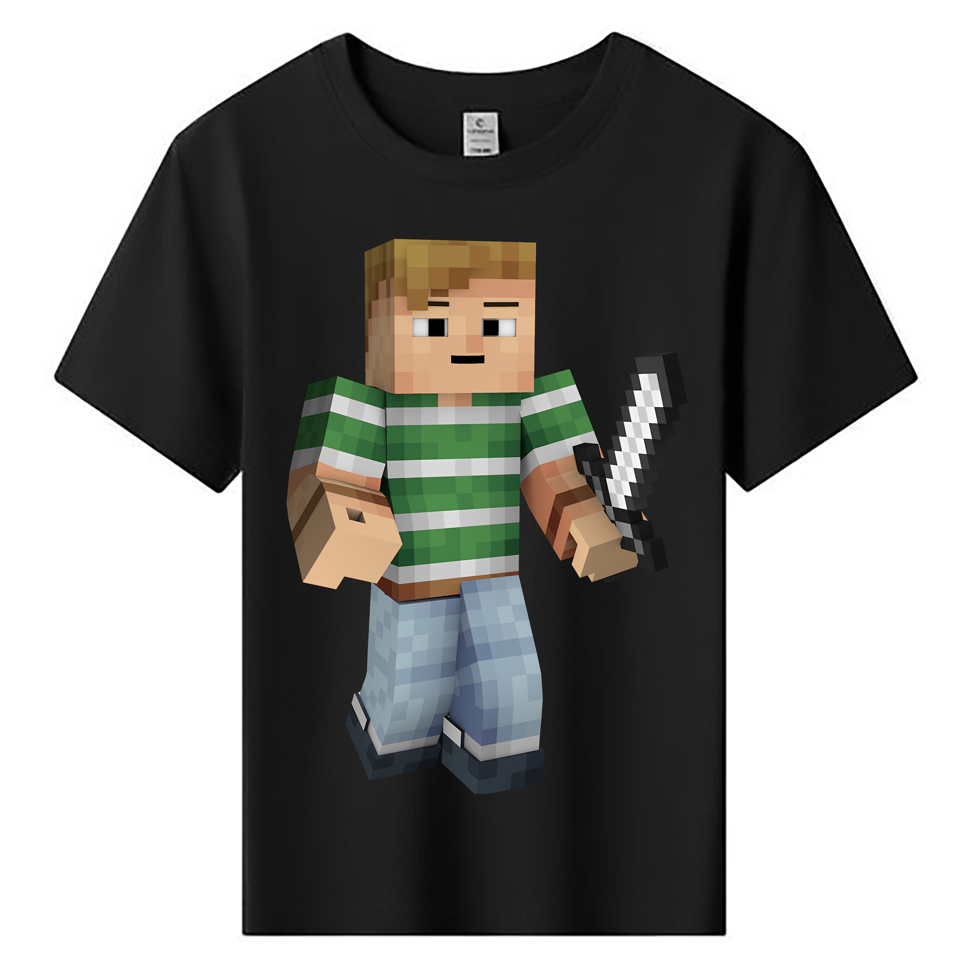 （画像用） マインクラフト ブロックの世界 Minecraft MC Block world 綿100％キッズTシャツ（フロントプリント）