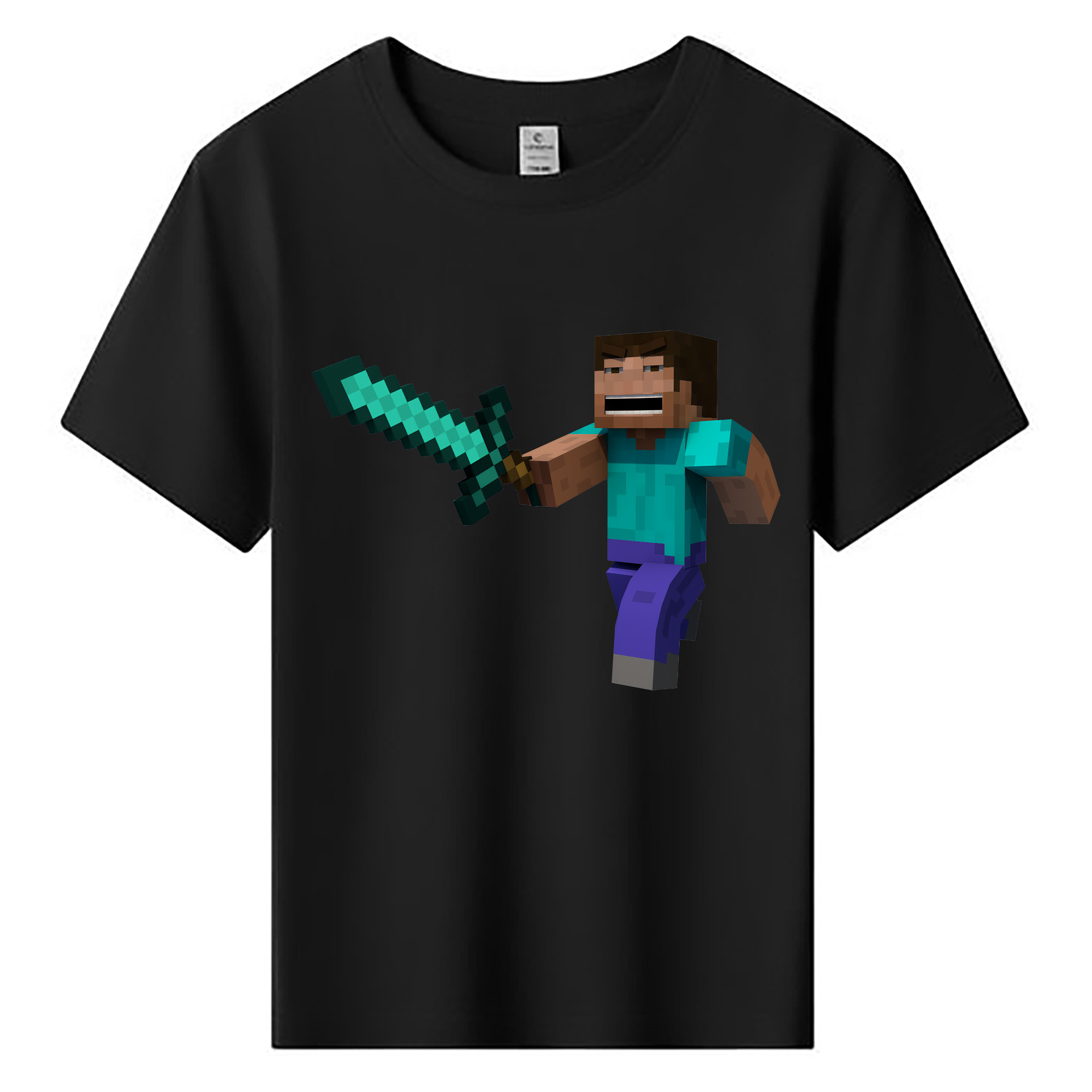 （画像用） マインクラフト ブロックの世界 Minecraft MC Block world 綿100％キッズTシャツ（フロントプリント）