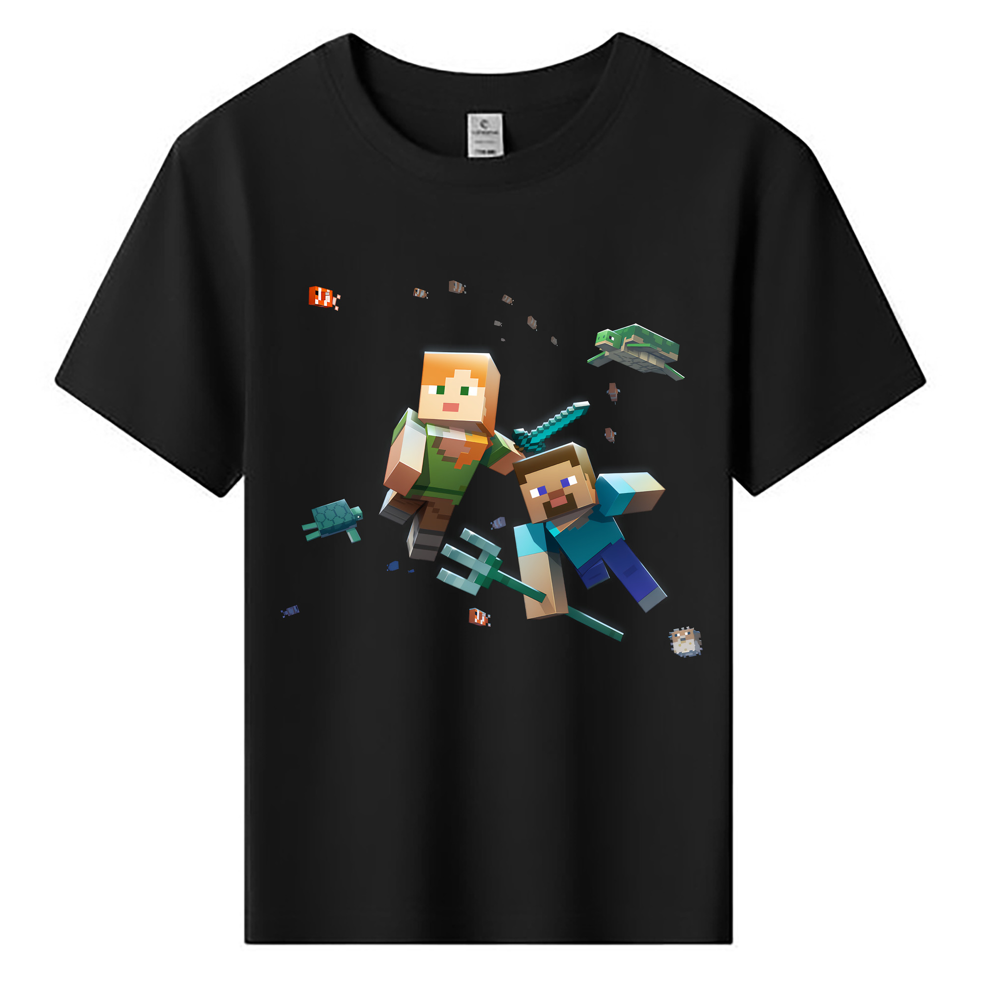 （画像用） マインクラフト ブロックの世界 Minecraft MC Block world 綿100％キッズTシャツ（フロントプリント）