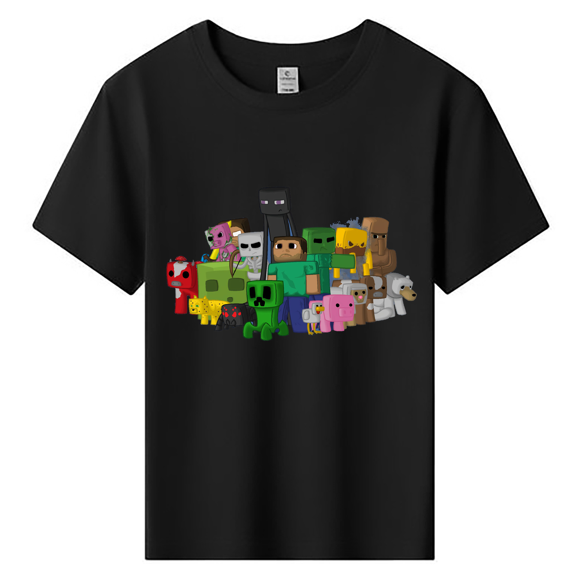 （画像用） マインクラフト ブロックの世界 Minecraft MC Block world 綿100％キッズTシャツ（フロントプリント）