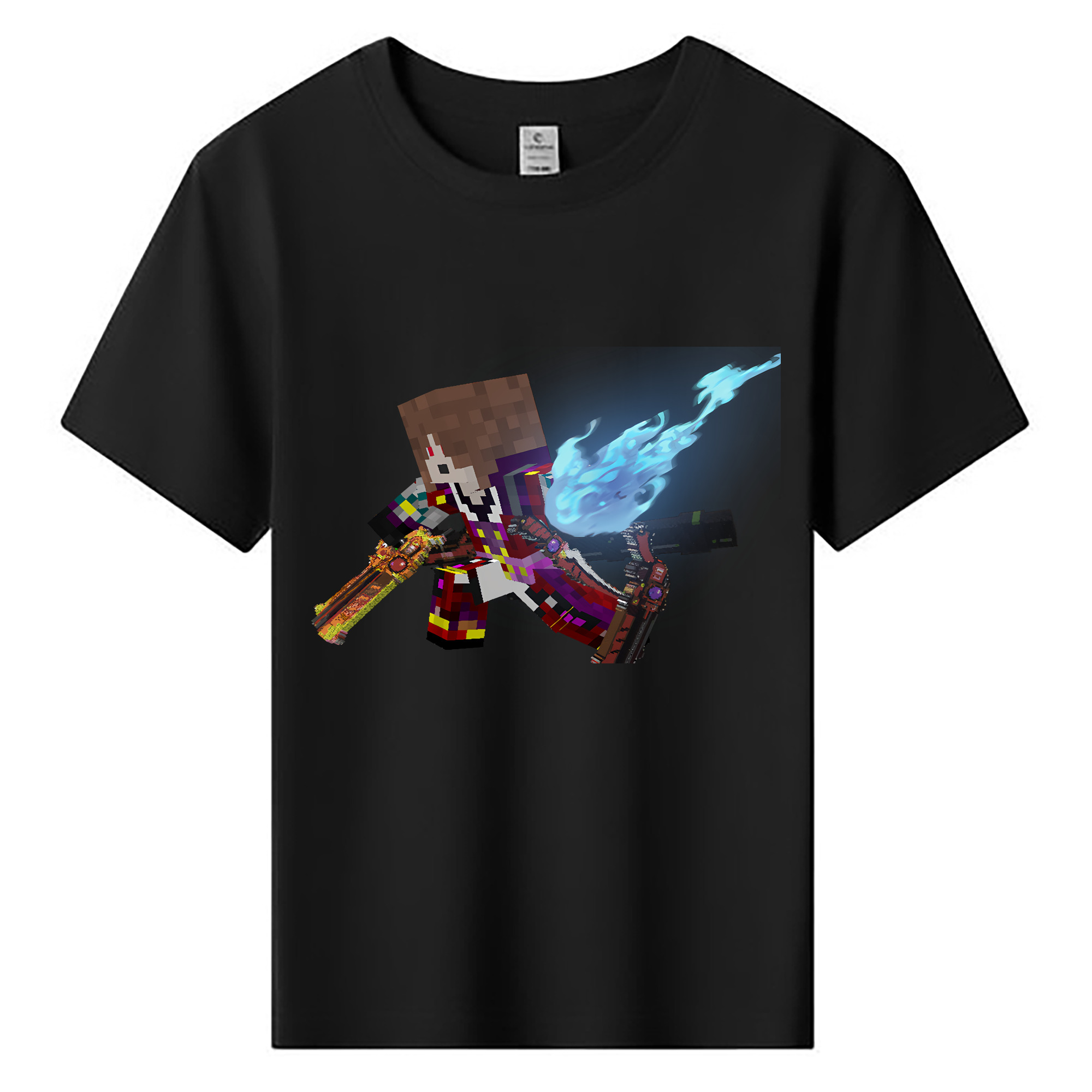 （画像用） マインクラフト ブロックの世界 Minecraft MC Block world 綿100％キッズTシャツ（フロントプリント）