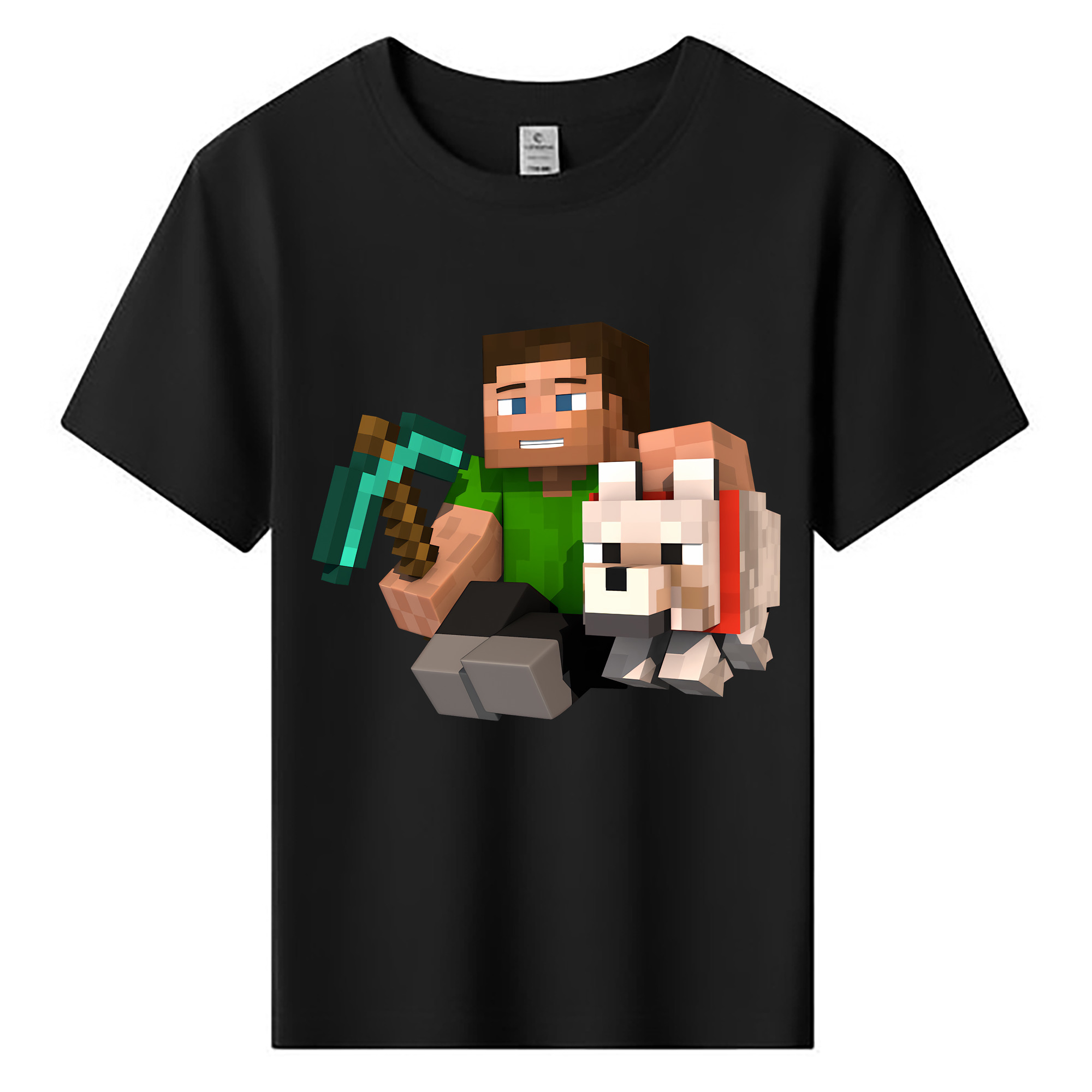 （画像用） マインクラフト ブロックの世界 Minecraft MC Block world 綿100％キッズTシャツ（フロントプリント）