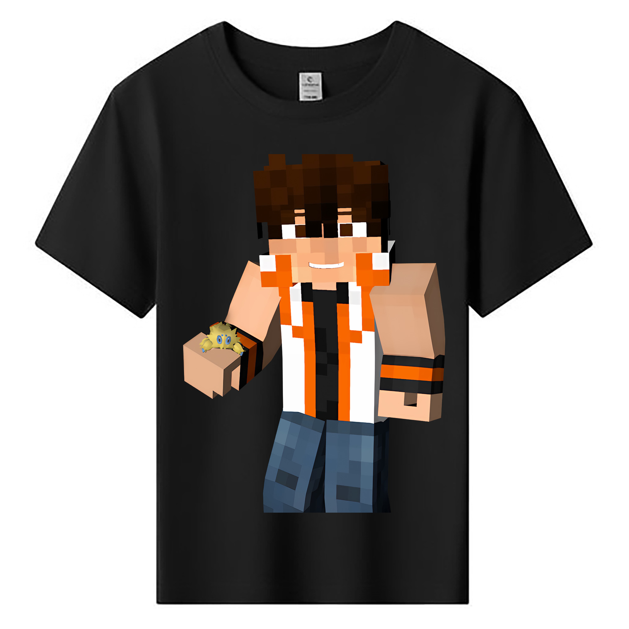 （画像用） マインクラフト ブロックの世界 Minecraft MC Block world 綿100％キッズTシャツ（フロントプリント）