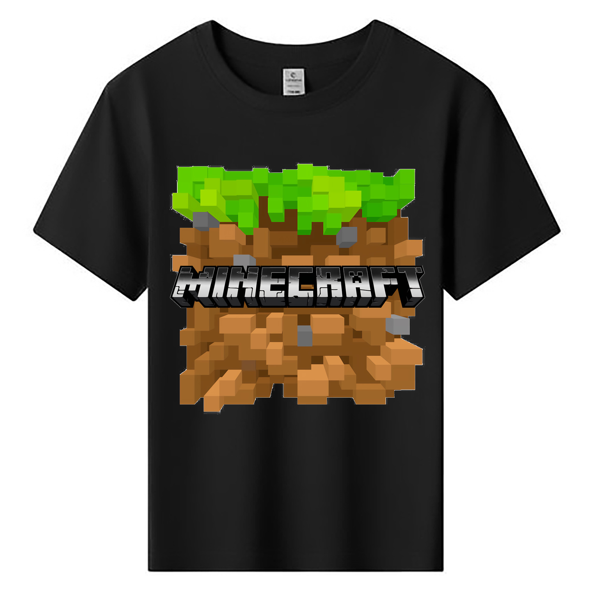 （画像用） マインクラフト ブロックの世界 Minecraft MC Block world 綿100％キッズTシャツ（フロントプリント）