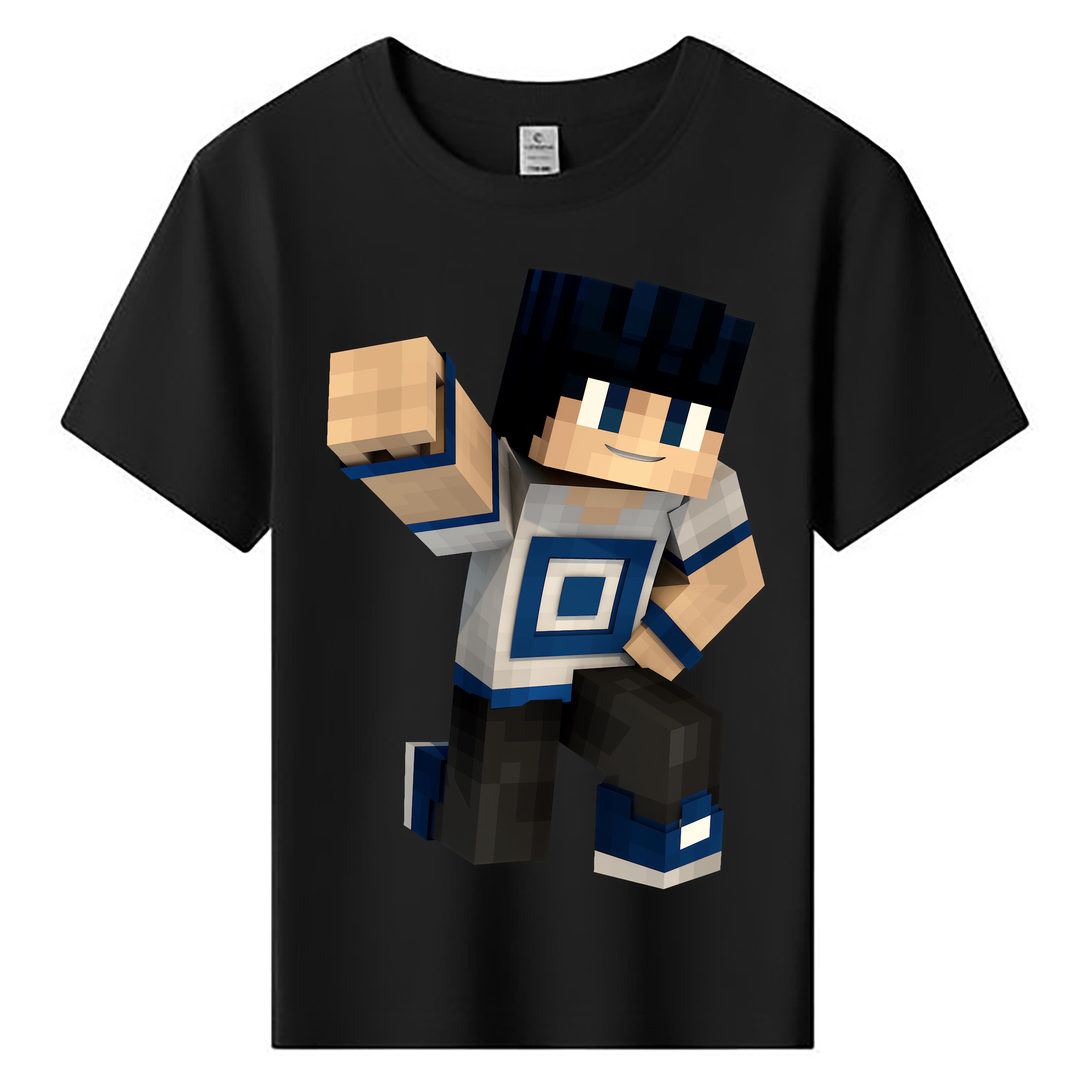 （画像用） マインクラフト ブロックの世界 Minecraft MC Block world 綿100％キッズTシャツ（フロントプリント）