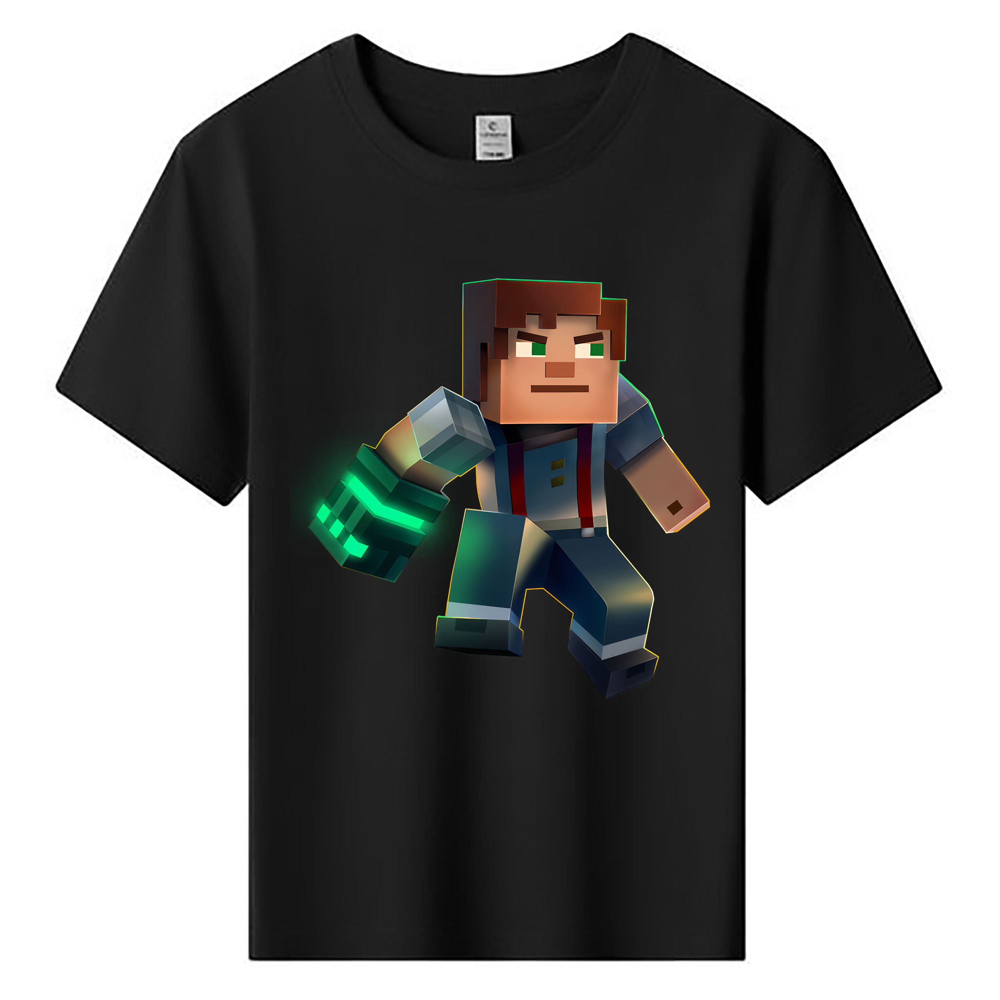 （画像用） マインクラフト ブロックの世界 Minecraft MC Block world 綿100％キッズTシャツ（フロントプリント）