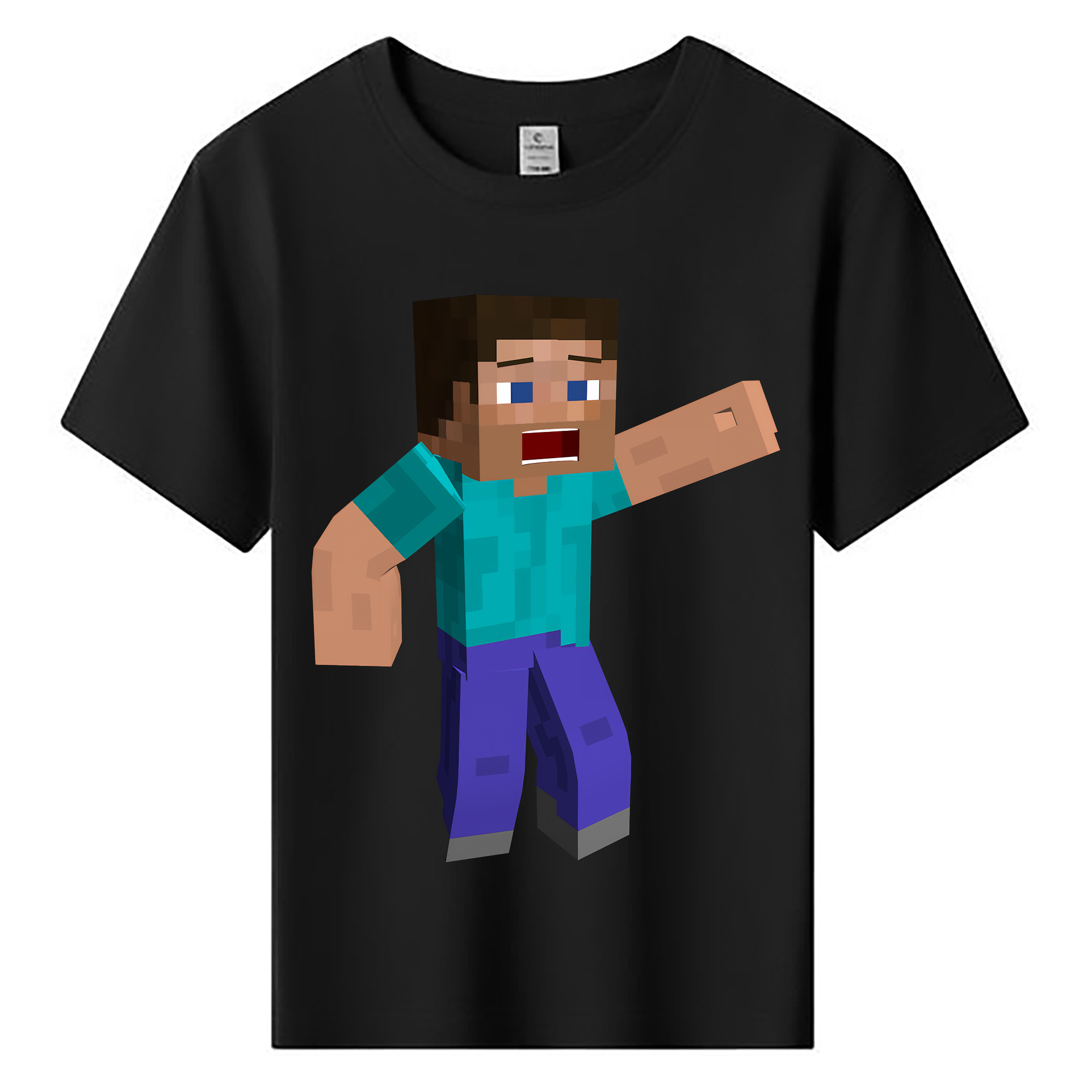 （画像用） マインクラフト ブロックの世界 Minecraft MC Block world 綿100％キッズTシャツ（フロントプリント）