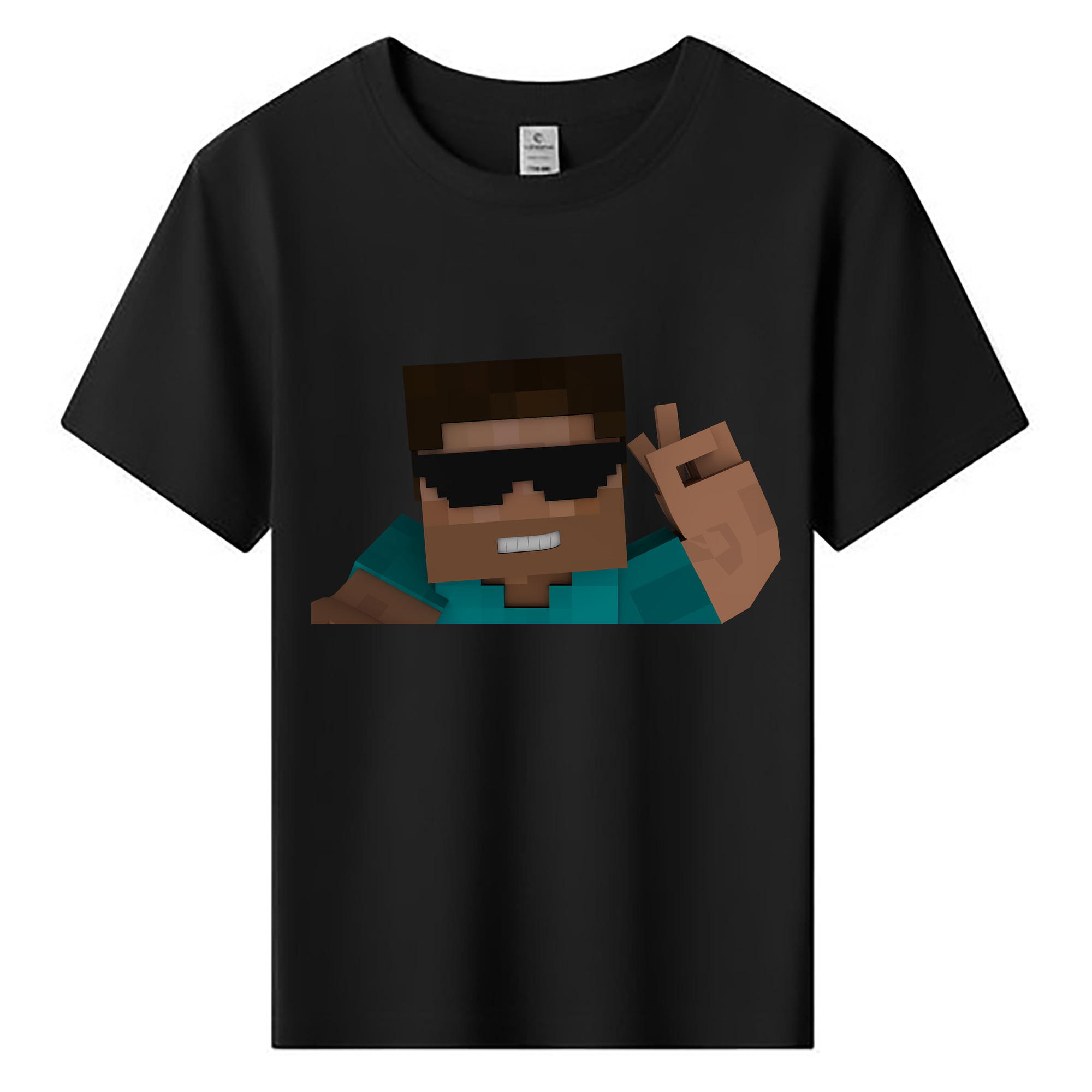 （画像用） マインクラフト ブロックの世界 Minecraft MC Block world 綿100％キッズTシャツ（フロントプリント）