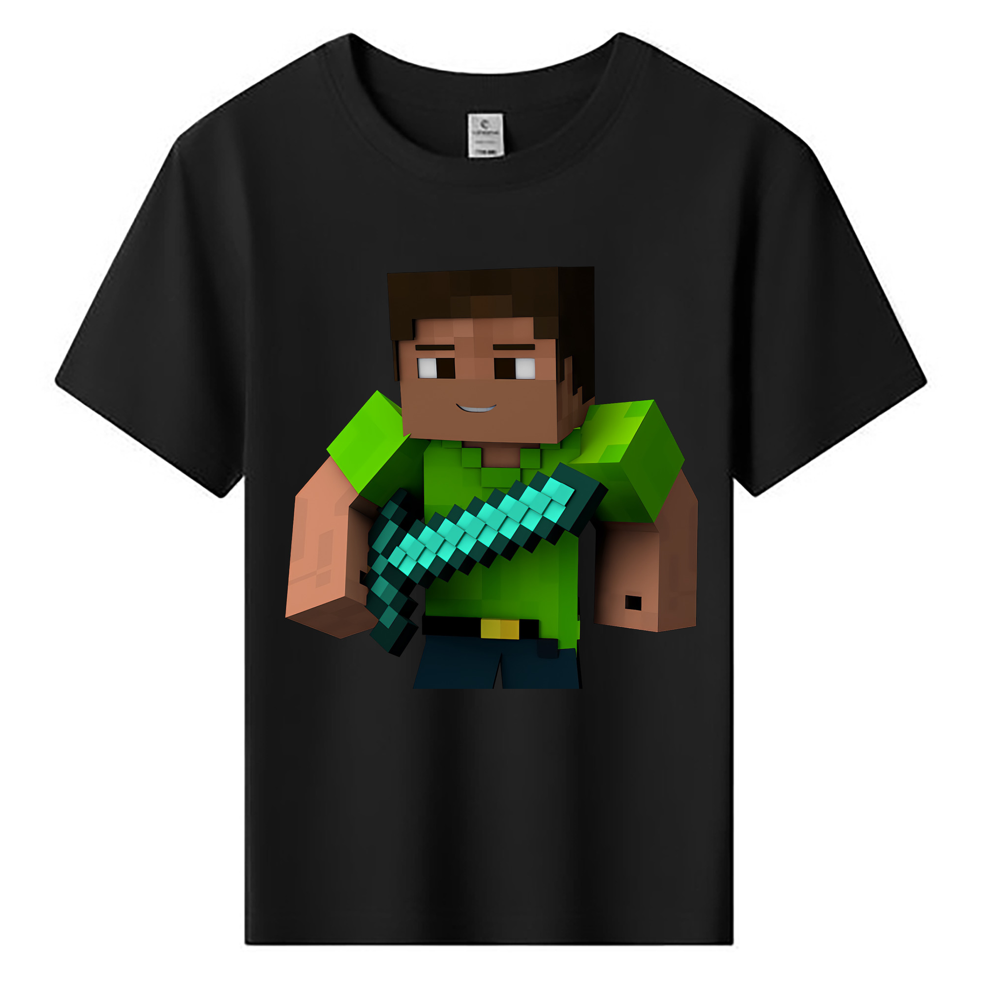 （画像用） マインクラフト ブロックの世界 Minecraft MC Block world 綿100％キッズTシャツ（フロントプリント）