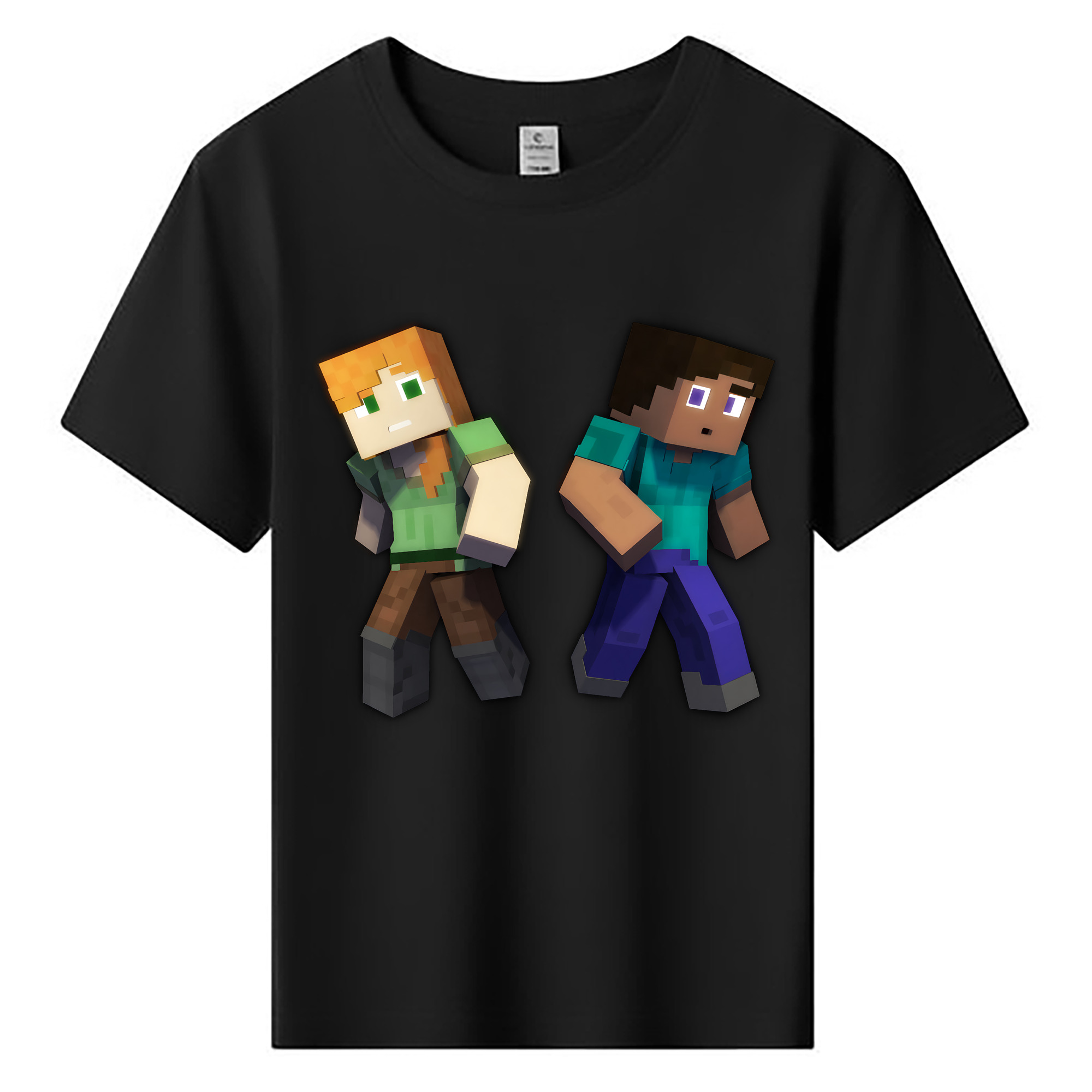 （画像用） マインクラフト ブロックの世界 Minecraft MC Block world 綿100％キッズTシャツ（フロントプリント）