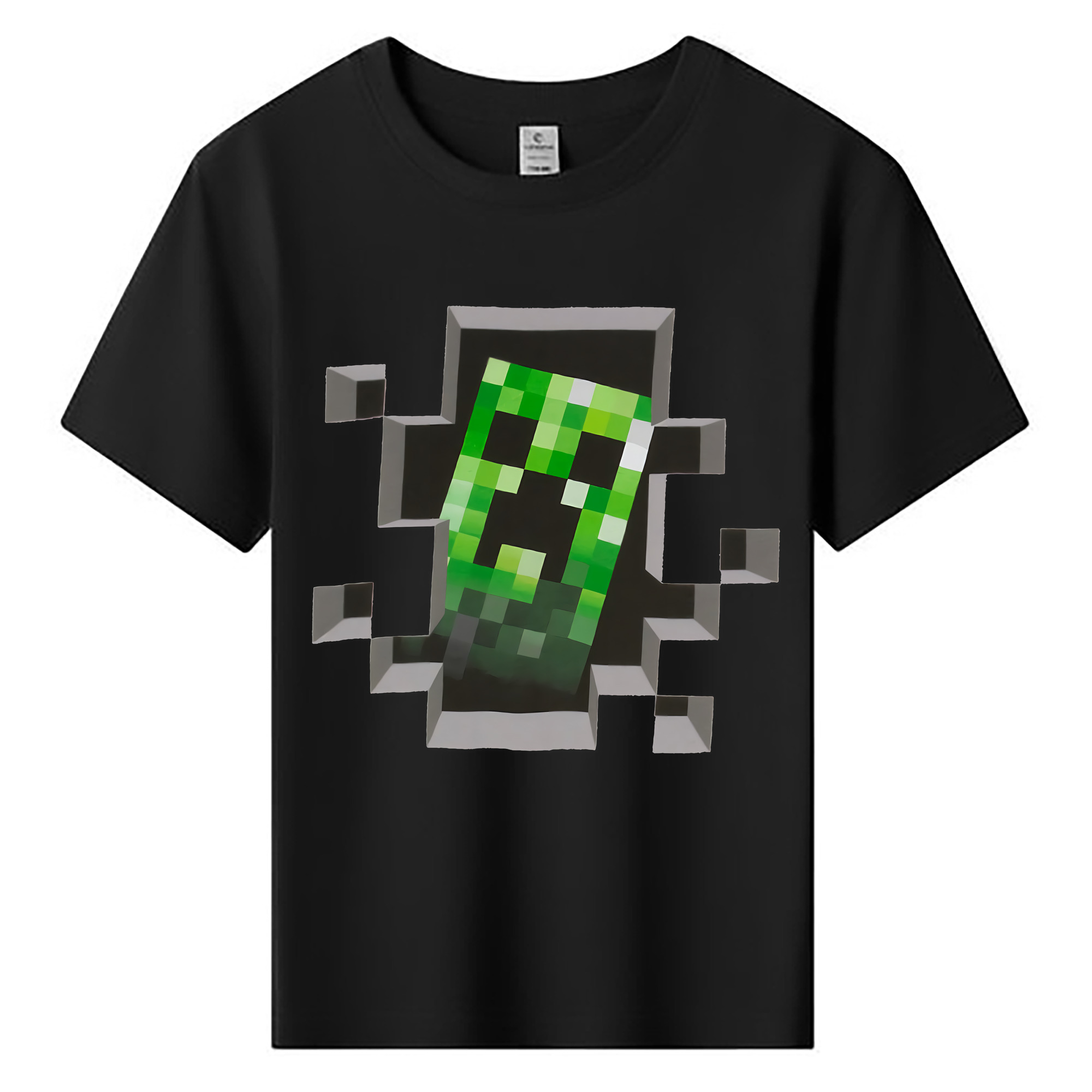 （画像用） マインクラフト ブロックの世界 Minecraft MC Block world 綿100％キッズTシャツ（フロントプリント）