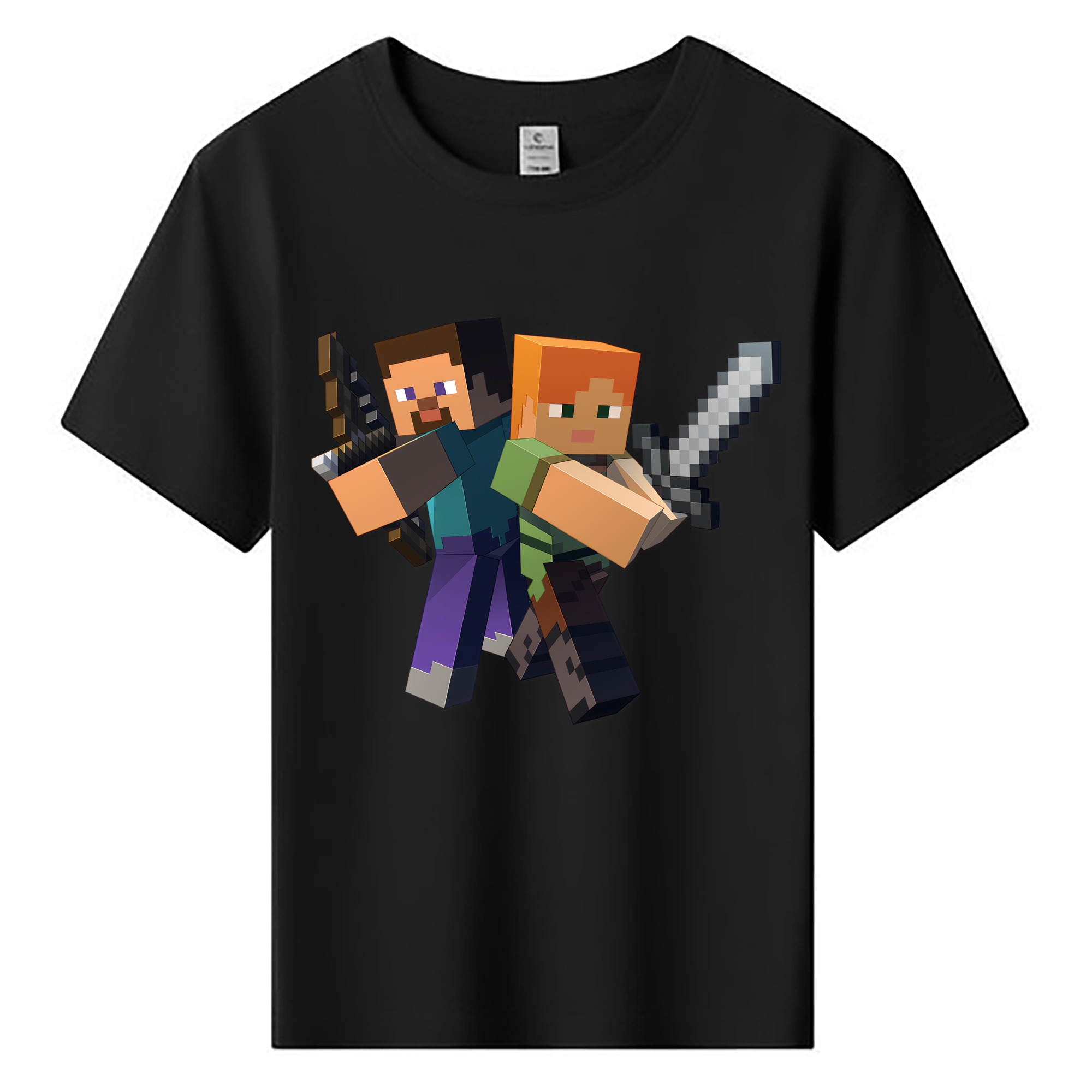 （画像用） マインクラフト ブロックの世界 Minecraft MC Block world 綿100％キッズTシャツ（フロントプリント）