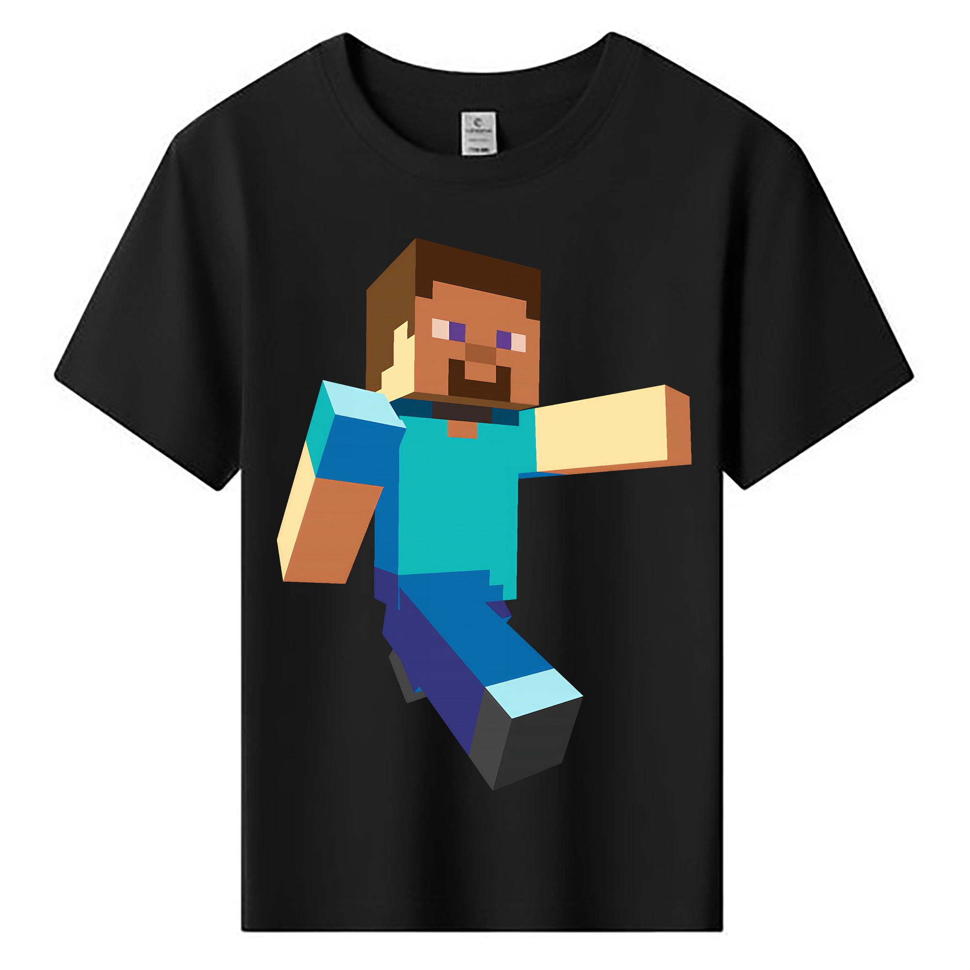 （画像用） マインクラフト ブロックの世界 Minecraft MC Block world 綿100％キッズTシャツ（フロントプリント）