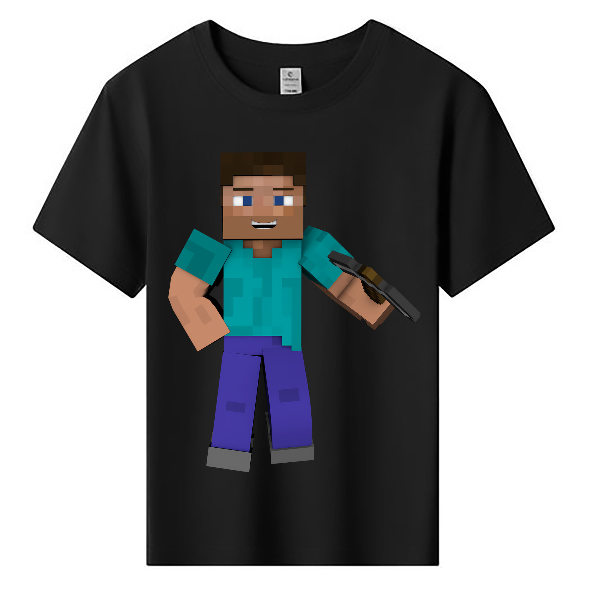 （画像用） マインクラフト ブロックの世界 Minecraft MC Block world 綿100％キッズTシャツ（フロントプリント）