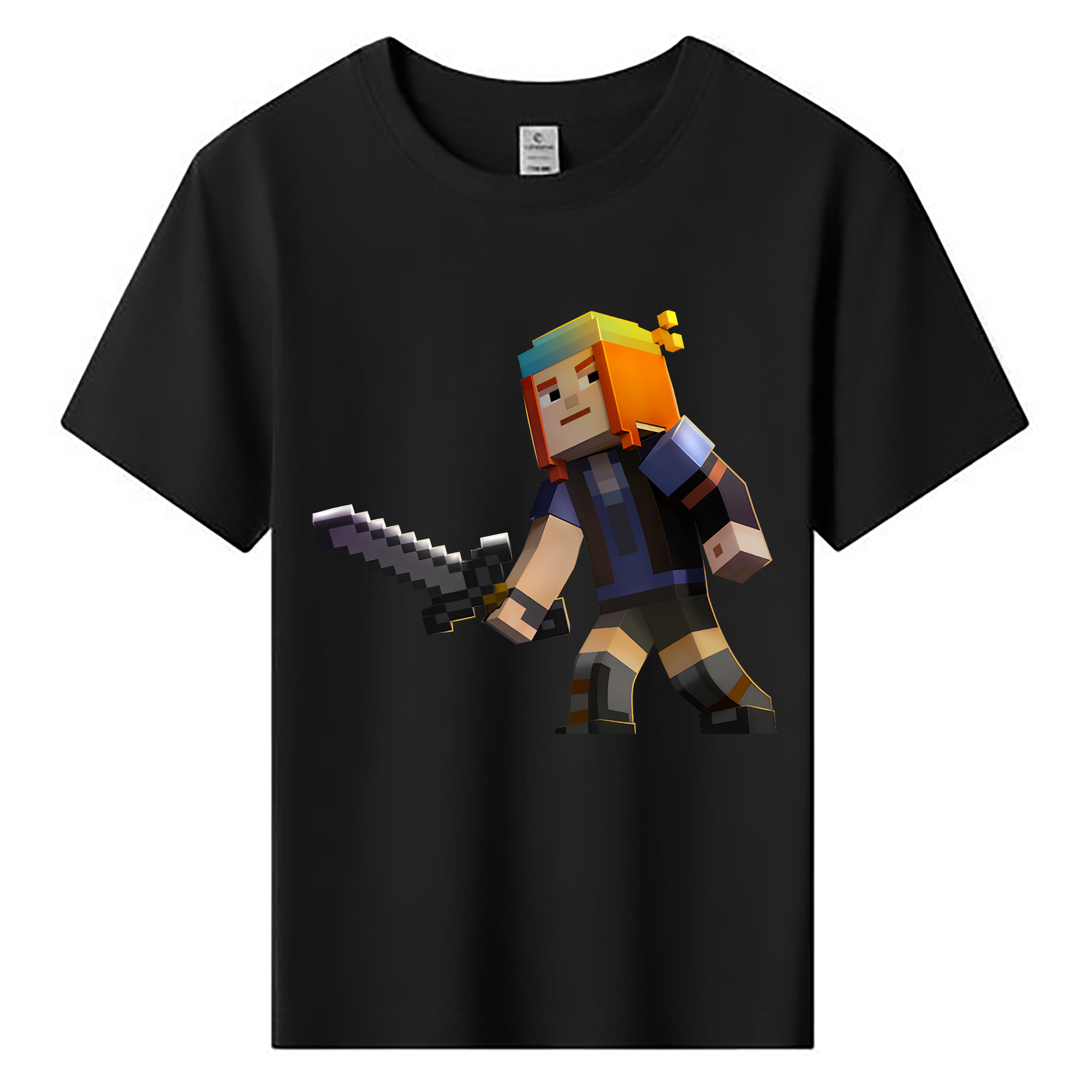 （画像用） マインクラフト ブロックの世界 Minecraft MC Block world 綿100％キッズTシャツ（フロントプリント）