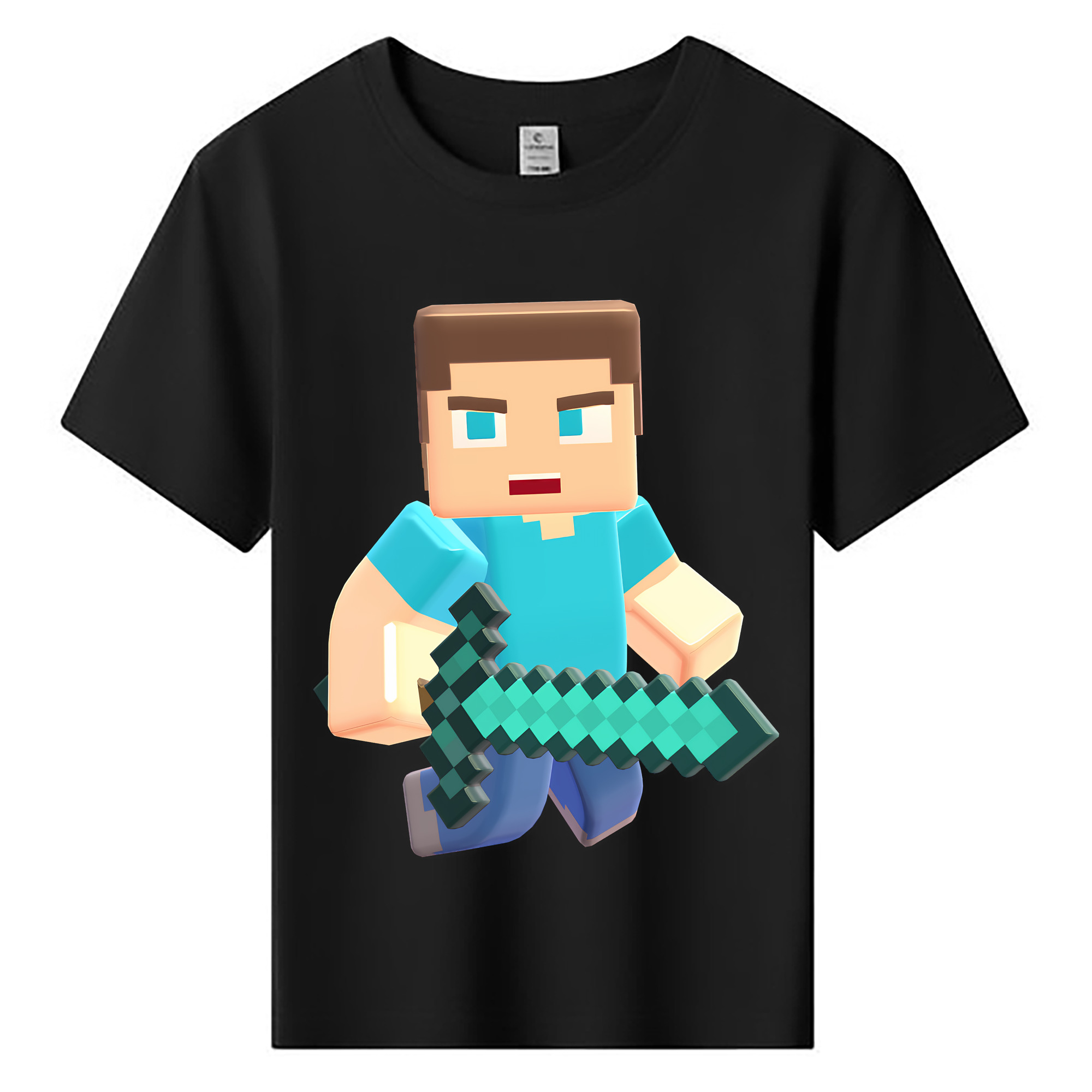 （画像用） マインクラフト ブロックの世界 Minecraft MC Block world 綿100％キッズTシャツ（フロントプリント）