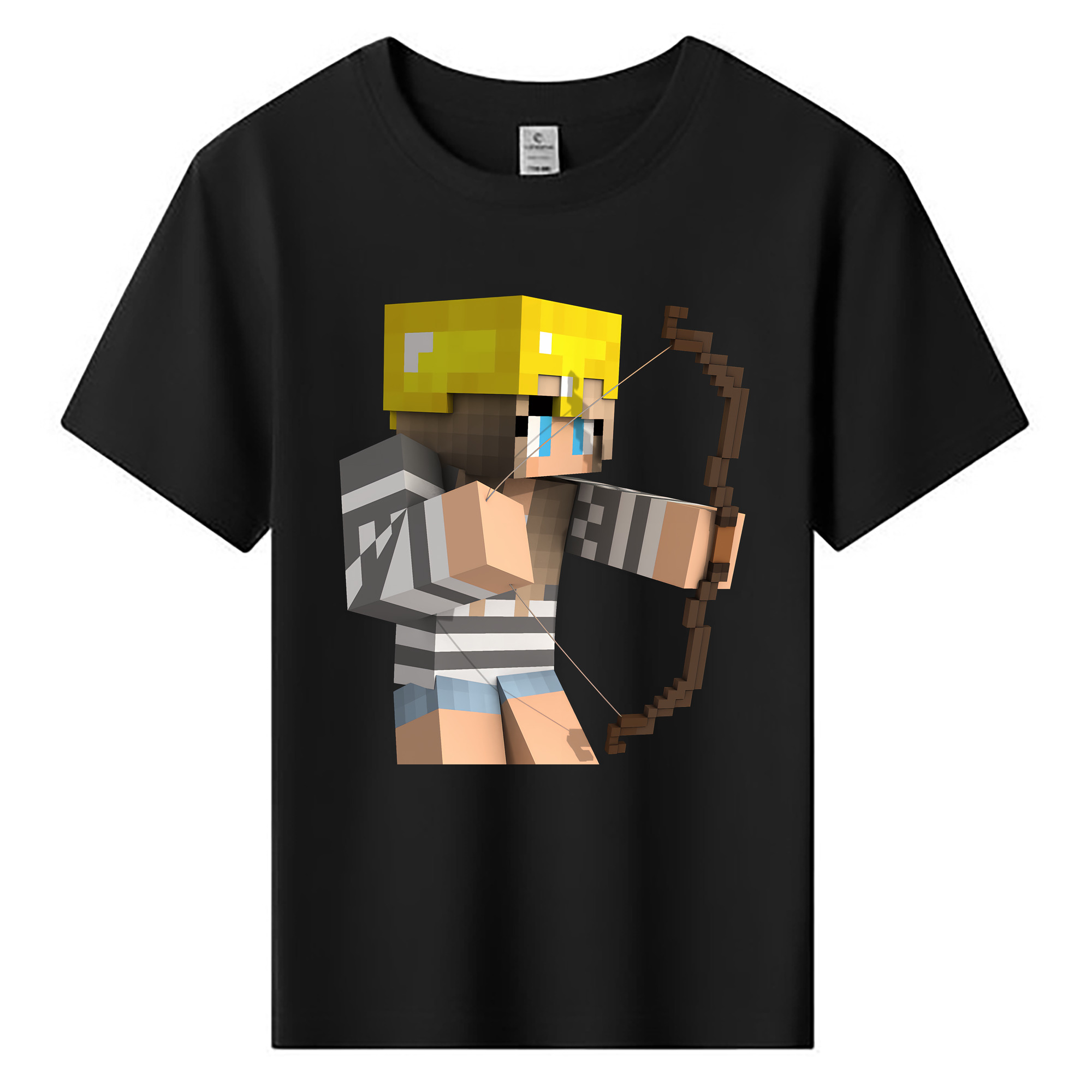（画像用） マインクラフト ブロックの世界 Minecraft MC Block world 綿100％キッズTシャツ（フロントプリント）