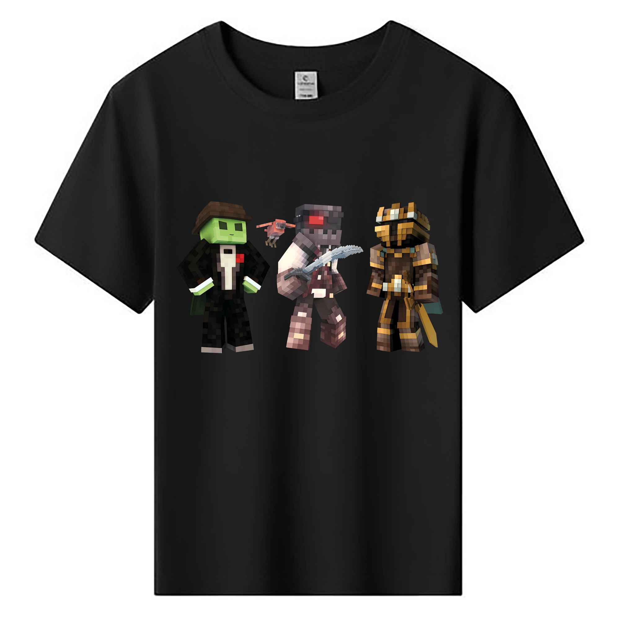 （画像用） マインクラフト ブロックの世界 Minecraft MC Block world 綿100％キッズTシャツ（フロントプリント）