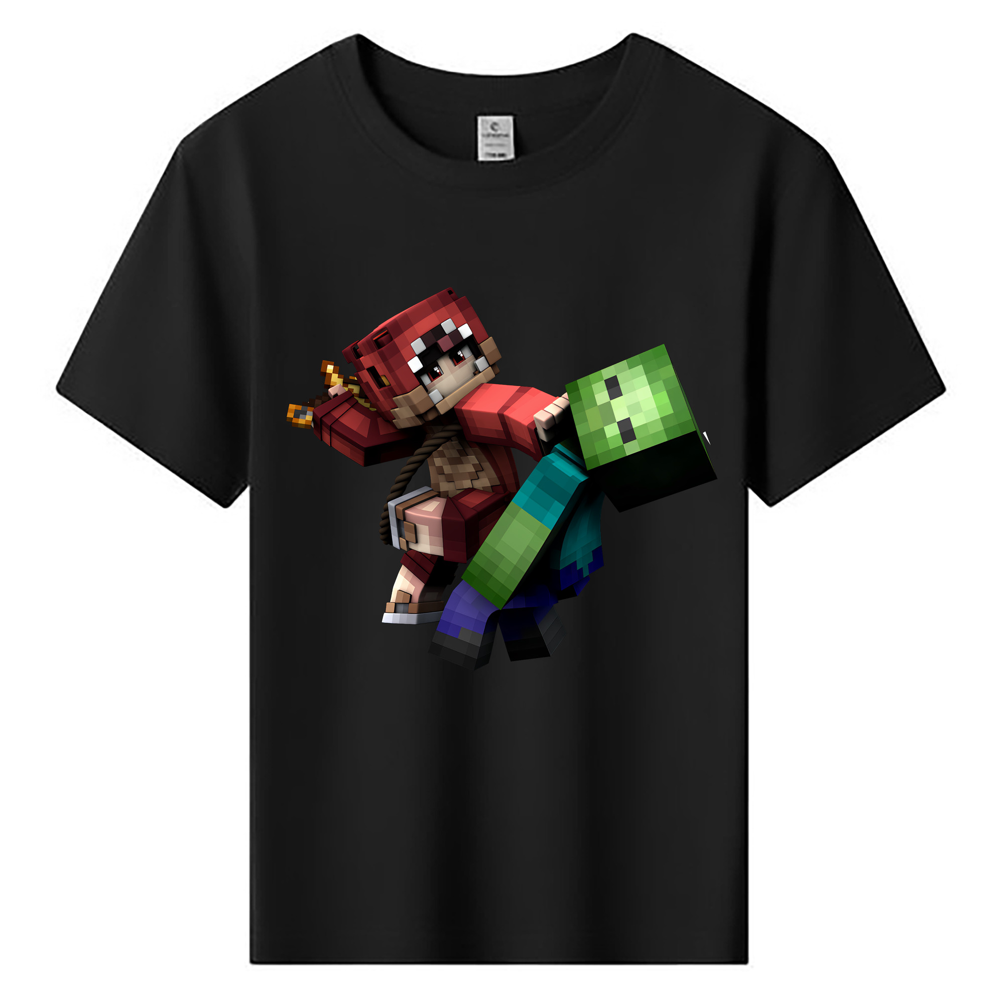 （画像用） マインクラフト ブロックの世界 Minecraft MC Block world 綿100％キッズTシャツ（フロントプリント）
