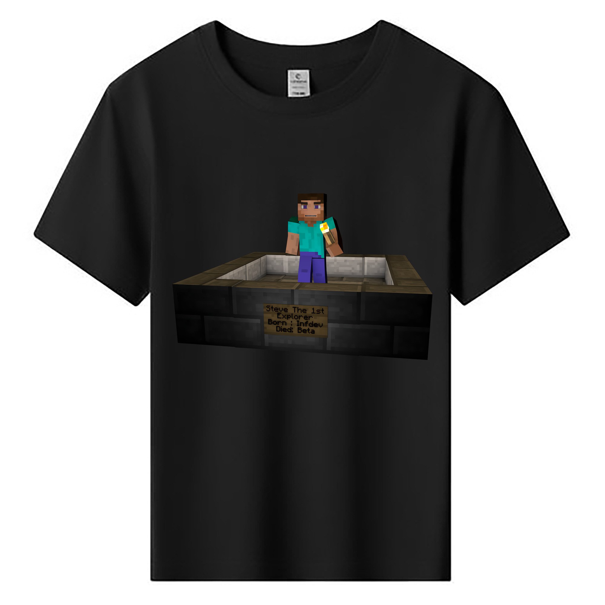 （画像用） マインクラフト ブロックの世界 Minecraft MC Block world 綿100％キッズTシャツ（フロントプリント）