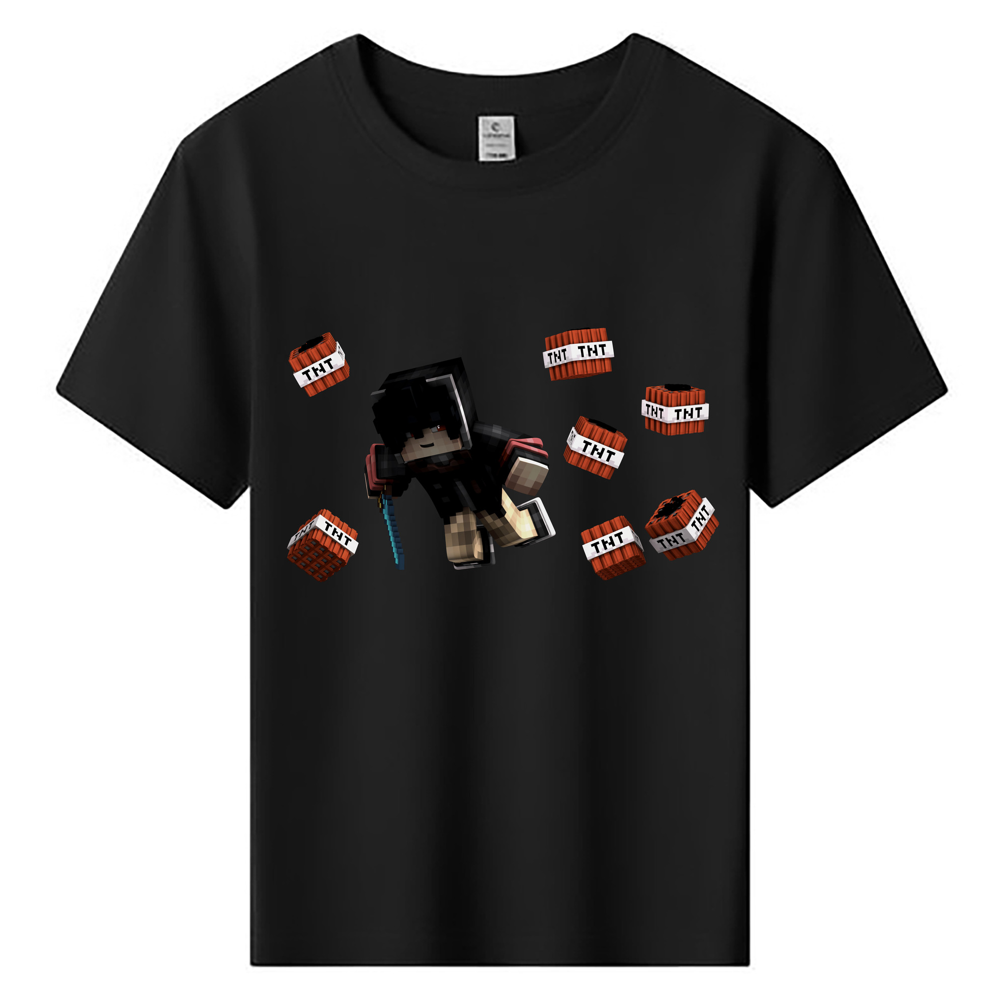 （画像用） マインクラフト ブロックの世界 Minecraft MC Block world 綿100％キッズTシャツ（フロントプリント）