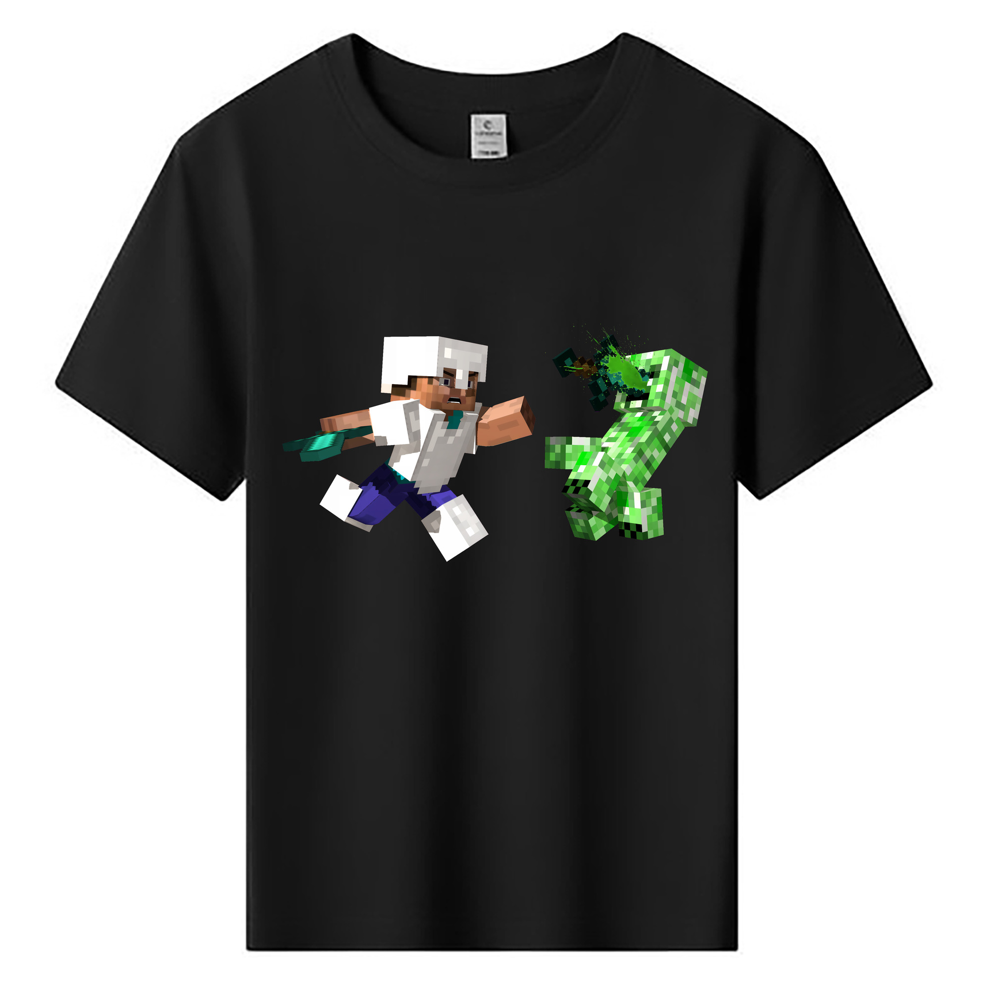 （画像用） マインクラフト ブロックの世界 Minecraft MC Block world 綿100％キッズTシャツ（フロントプリント）
