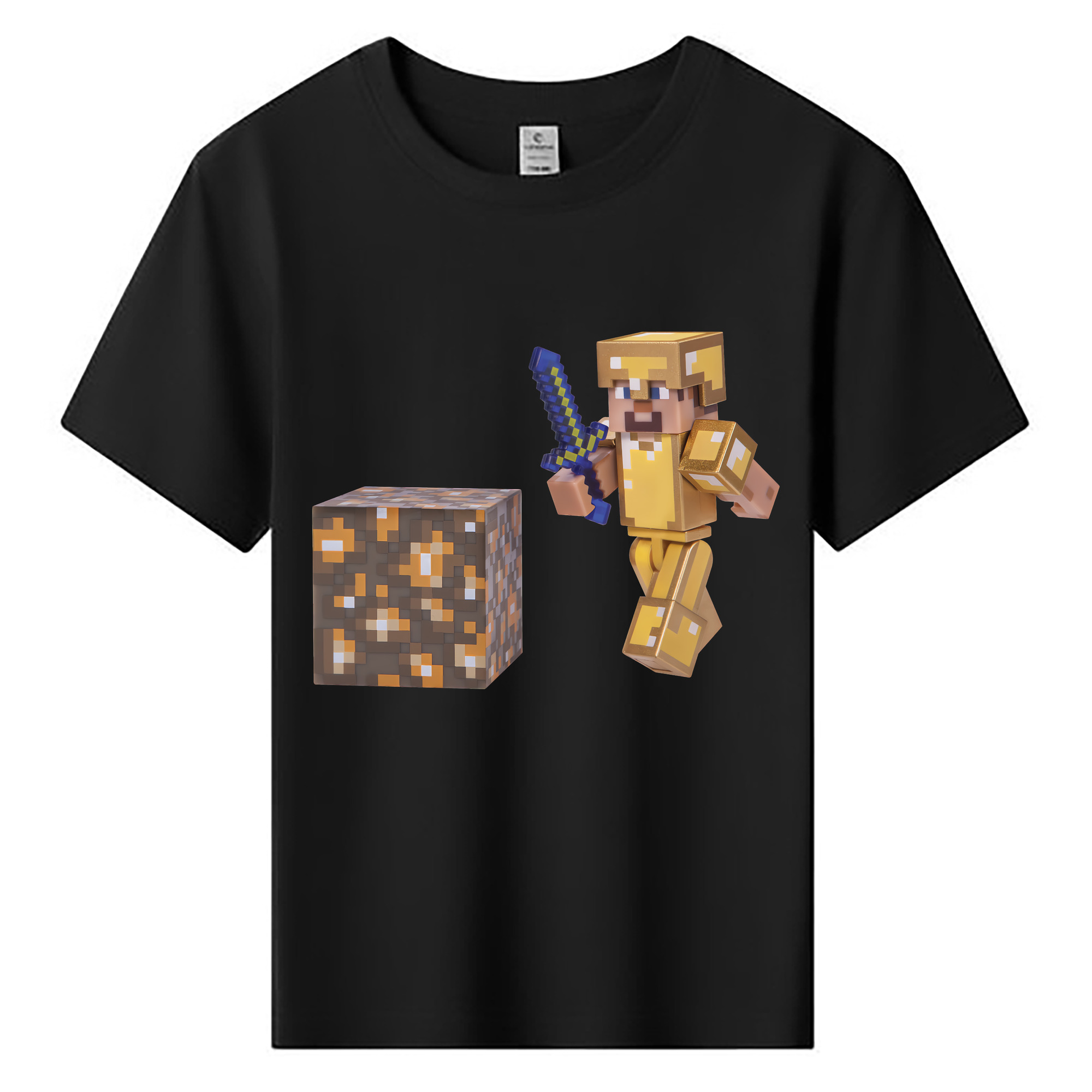 （画像用） マインクラフト ブロックの世界 Minecraft MC Block world 綿100％キッズTシャツ（フロントプリント）