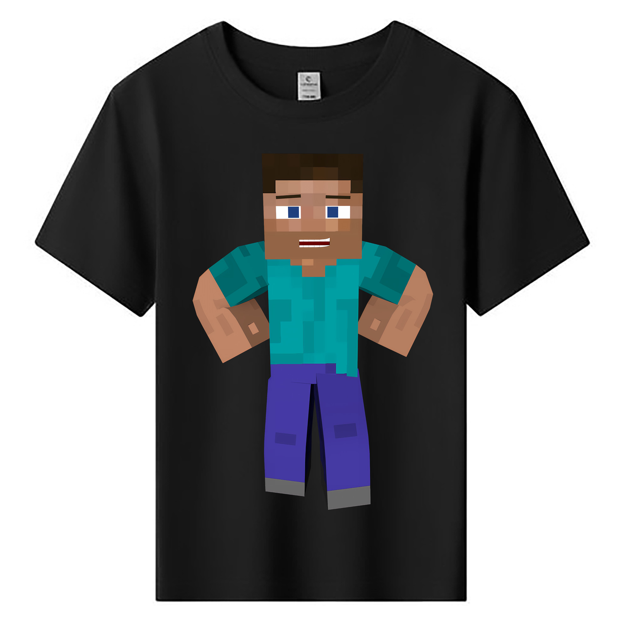 （画像用） マインクラフト ブロックの世界 Minecraft MC Block world 綿100％キッズTシャツ（フロントプリント）