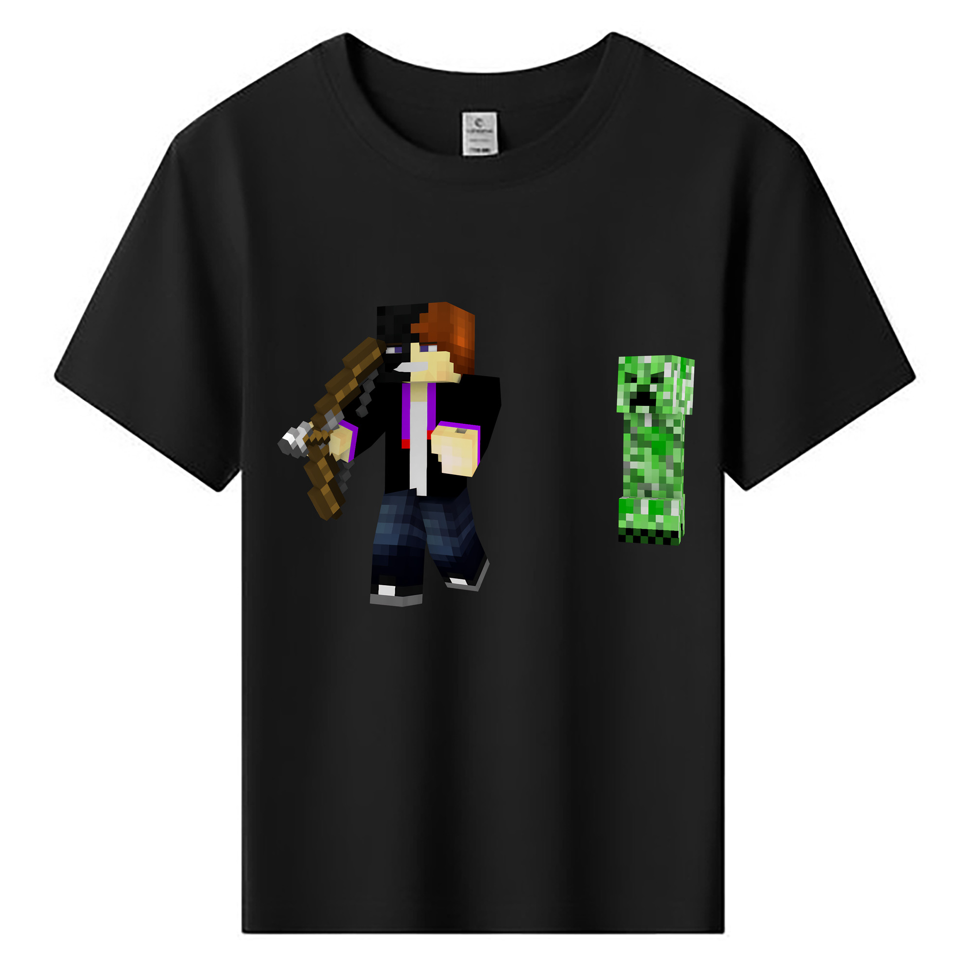 （画像用） マインクラフト ブロックの世界 Minecraft MC Block world 綿100％キッズTシャツ（フロントプリント）