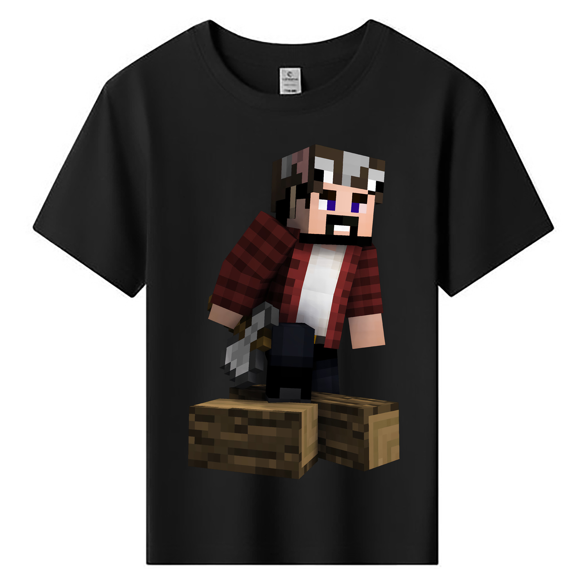 （画像用） マインクラフト ブロックの世界 Minecraft MC Block world 綿100％キッズTシャツ（フロントプリント）