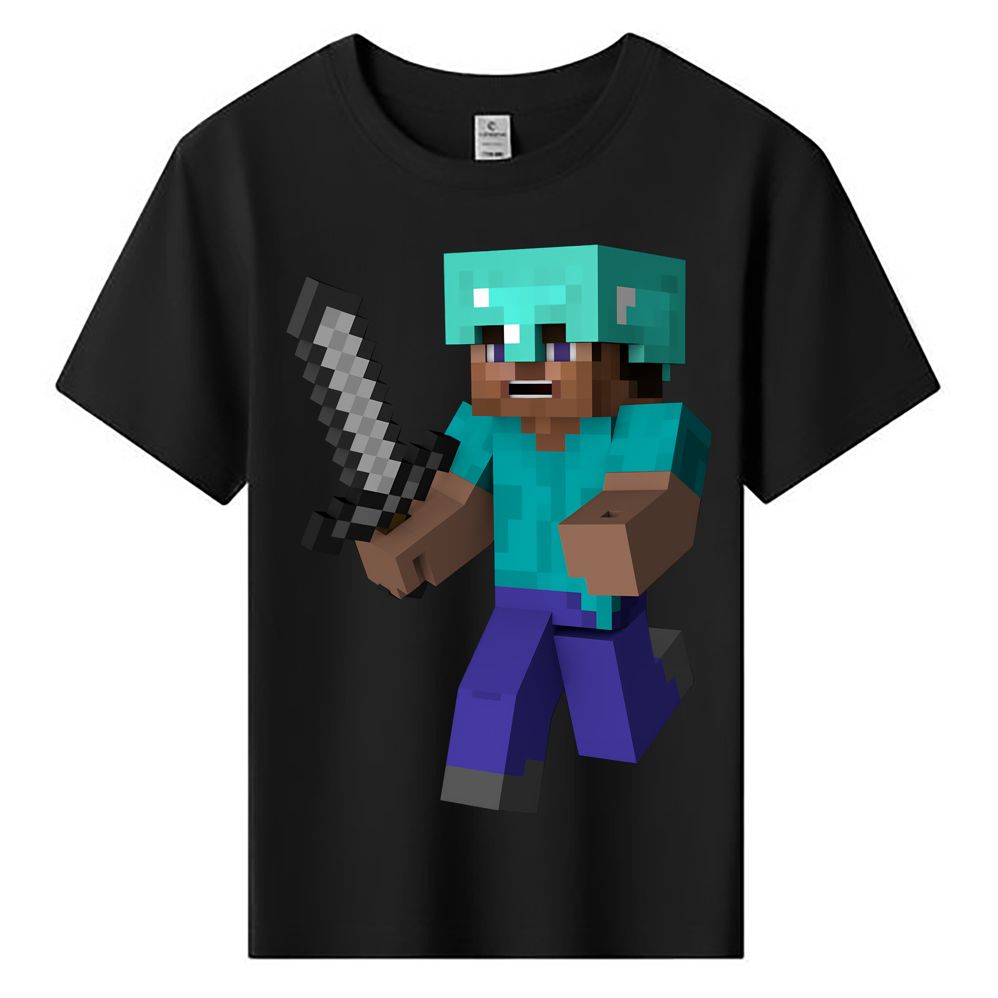 （画像用） マインクラフト ブロックの世界 Minecraft MC Block world 綿100％キッズTシャツ（フロントプリント）